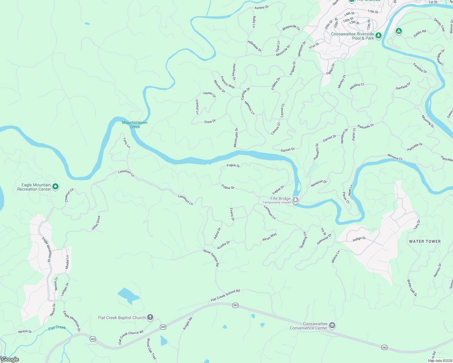 map of restaurants, bars, coffee shops, grocery stores, and more near 310 Fugue Drive in Ellijay