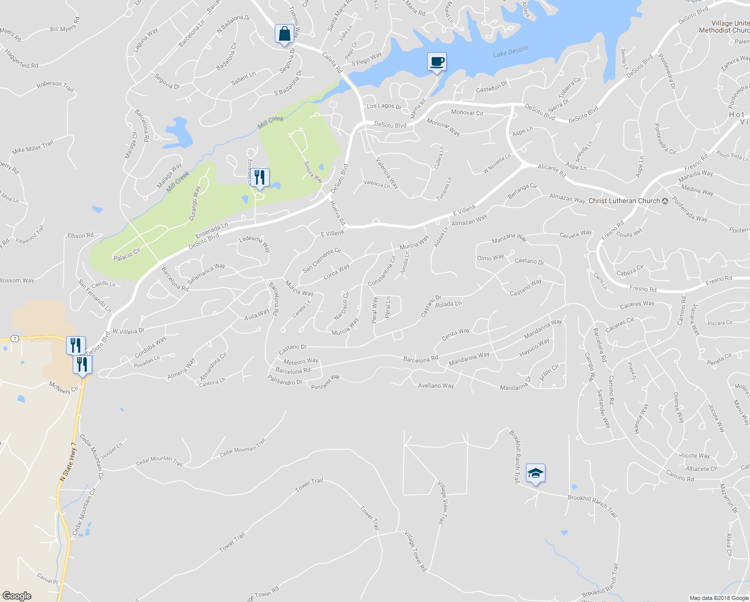 map of restaurants, bars, coffee shops, grocery stores, and more near 14 Peral Way in Hot Springs Village