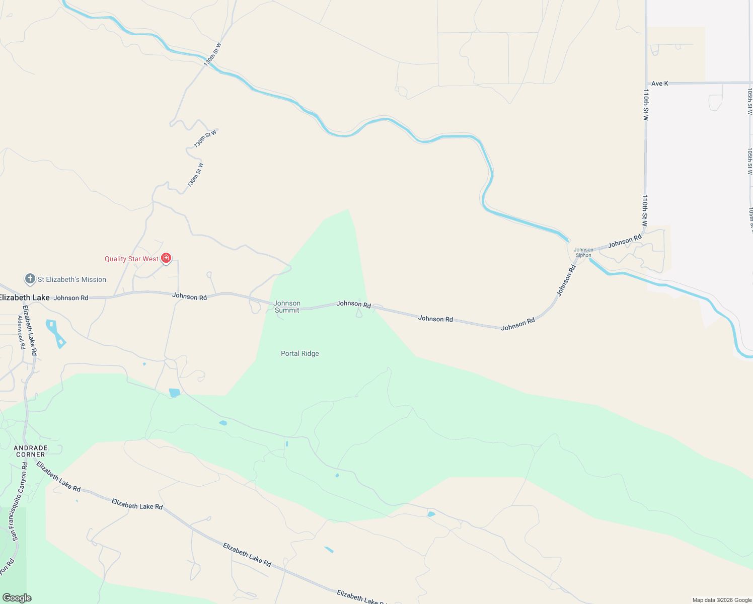 map of restaurants, bars, coffee shops, grocery stores, and more near 12215 Johnson Road in Lake Hughes