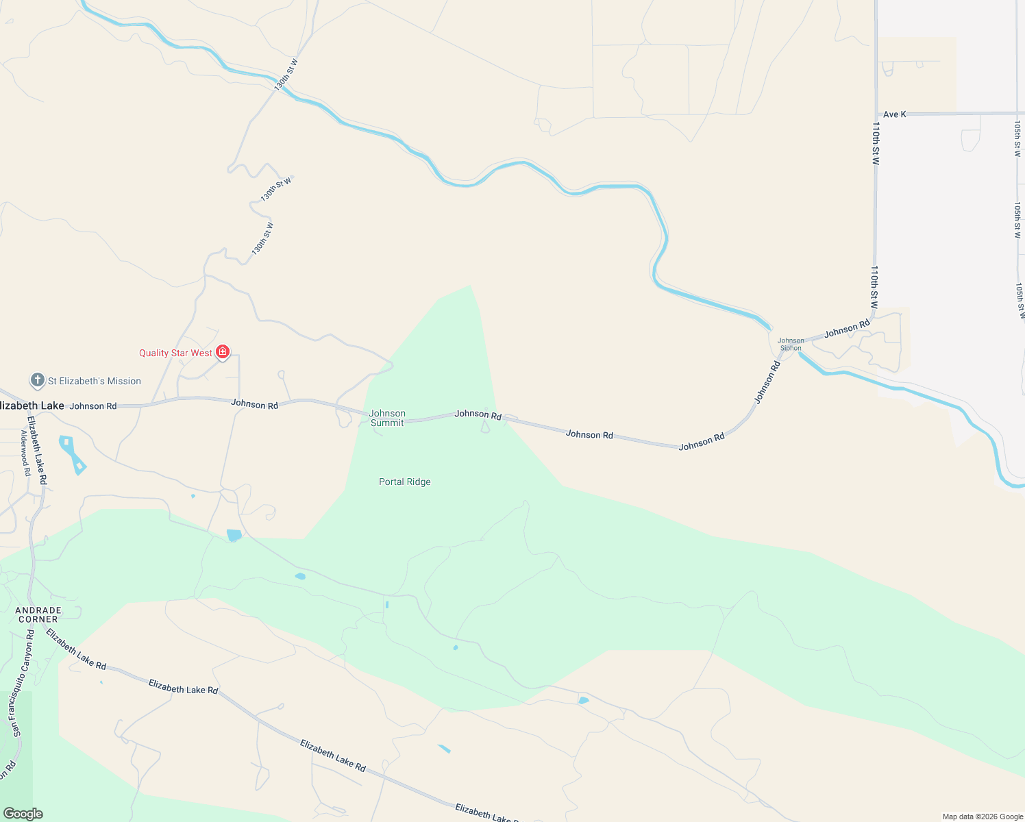 map of restaurants, bars, coffee shops, grocery stores, and more near 12215 Johnson Road in Lake Hughes