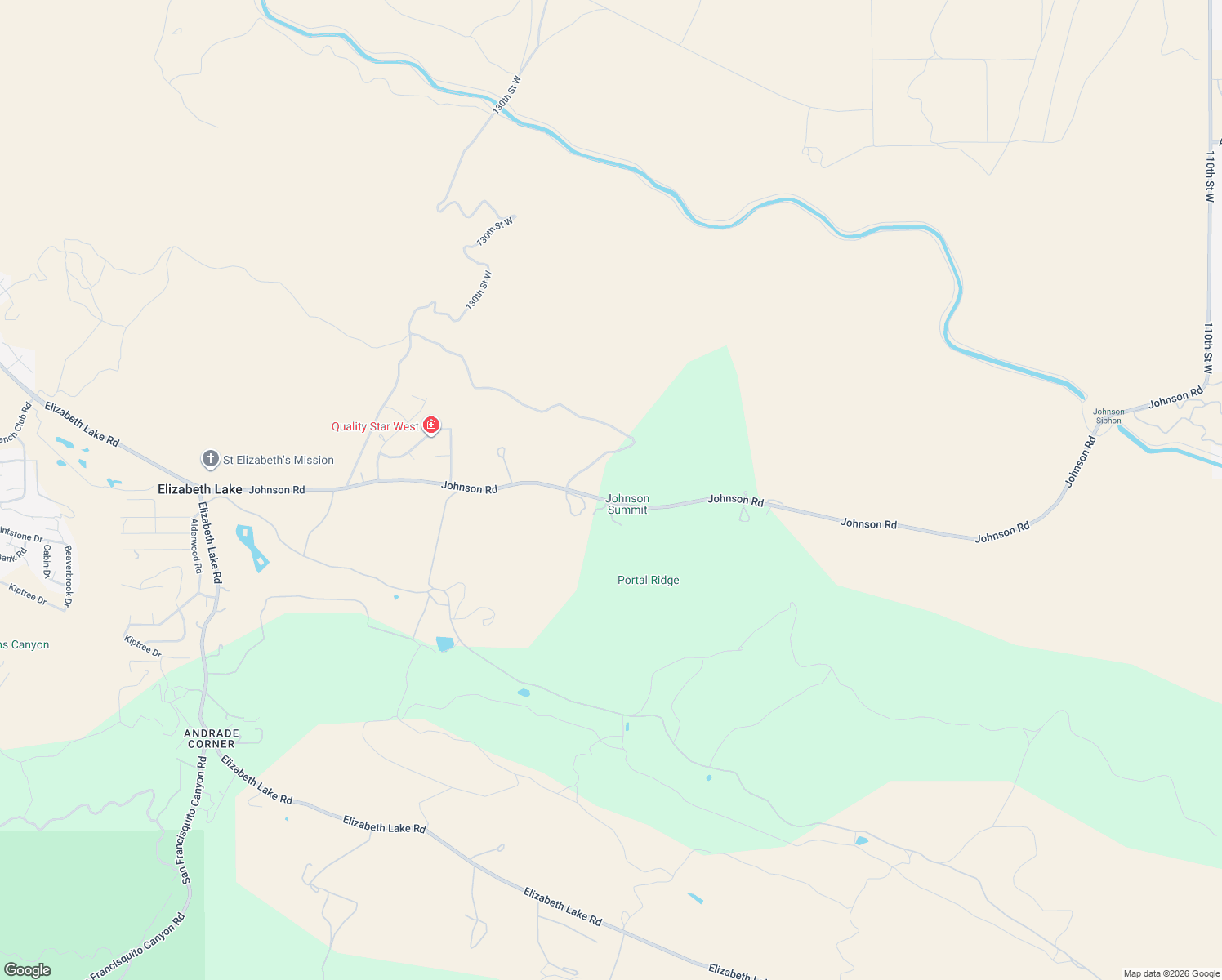 map of restaurants, bars, coffee shops, grocery stores, and more near 12716 Johnson Road in Lake Hughes