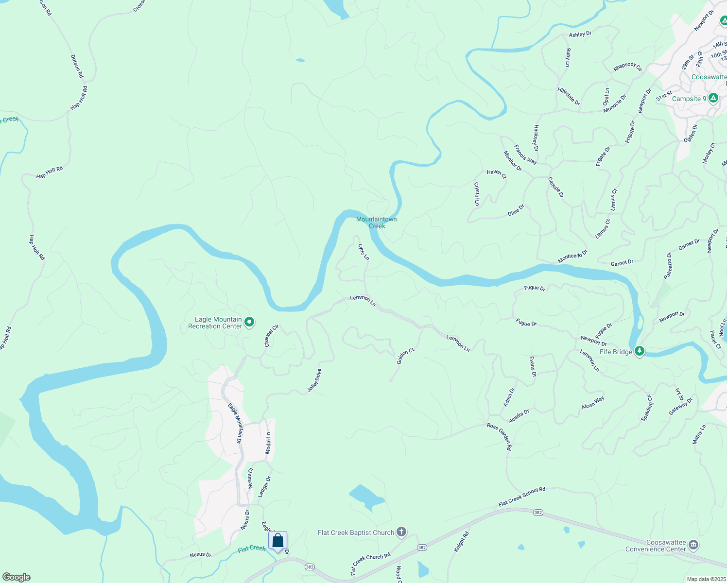 map of restaurants, bars, coffee shops, grocery stores, and more near 24 Lyric Lane in Ellijay