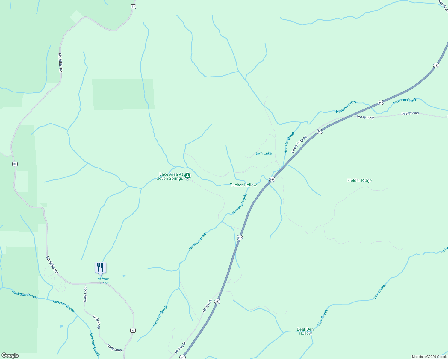 map of restaurants, bars, coffee shops, grocery stores, and more near 656 Fawn Lake Bridge Road in Tuscumbia