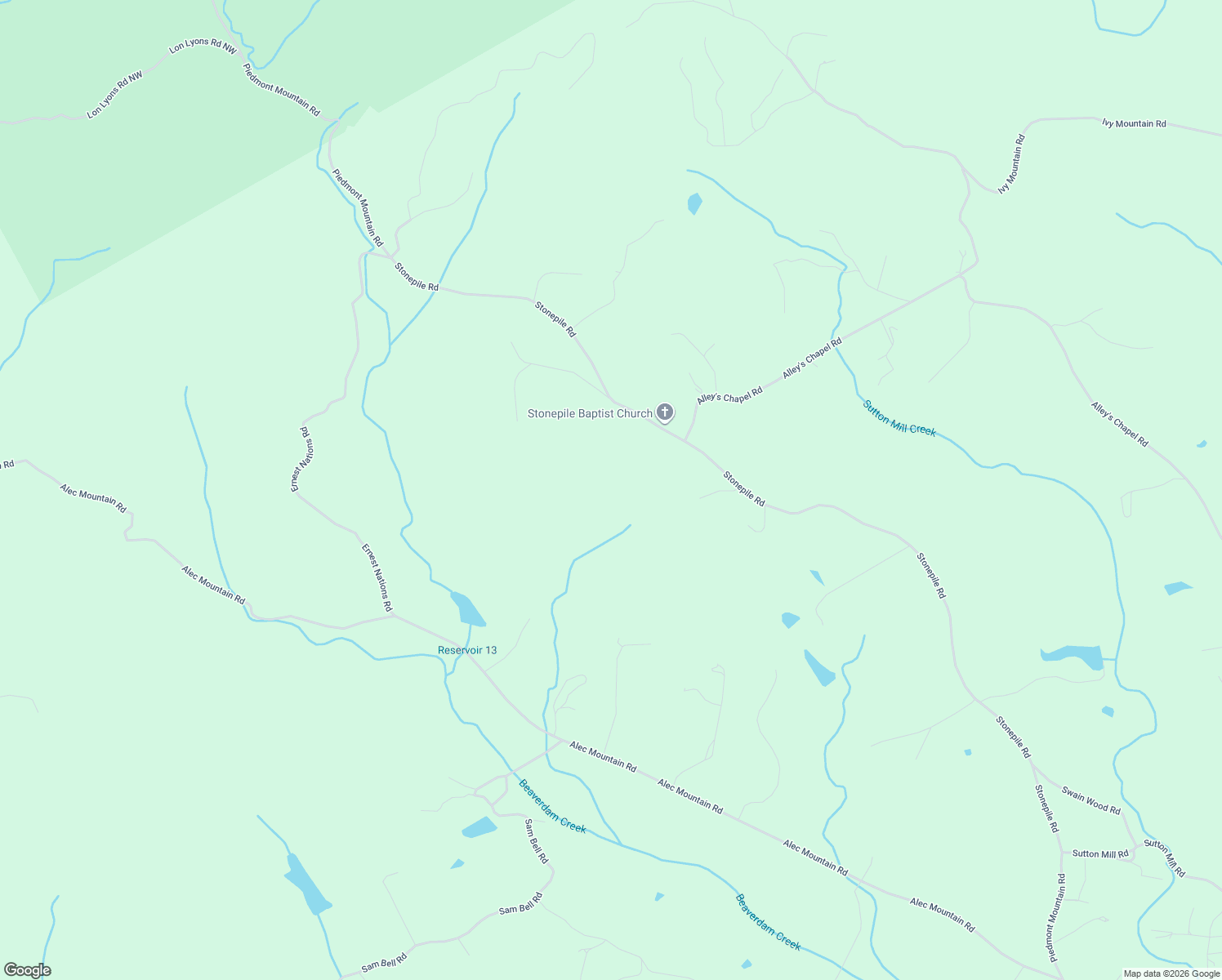 map of restaurants, bars, coffee shops, grocery stores, and more near 2629 Stonepile Road in Clarkesville