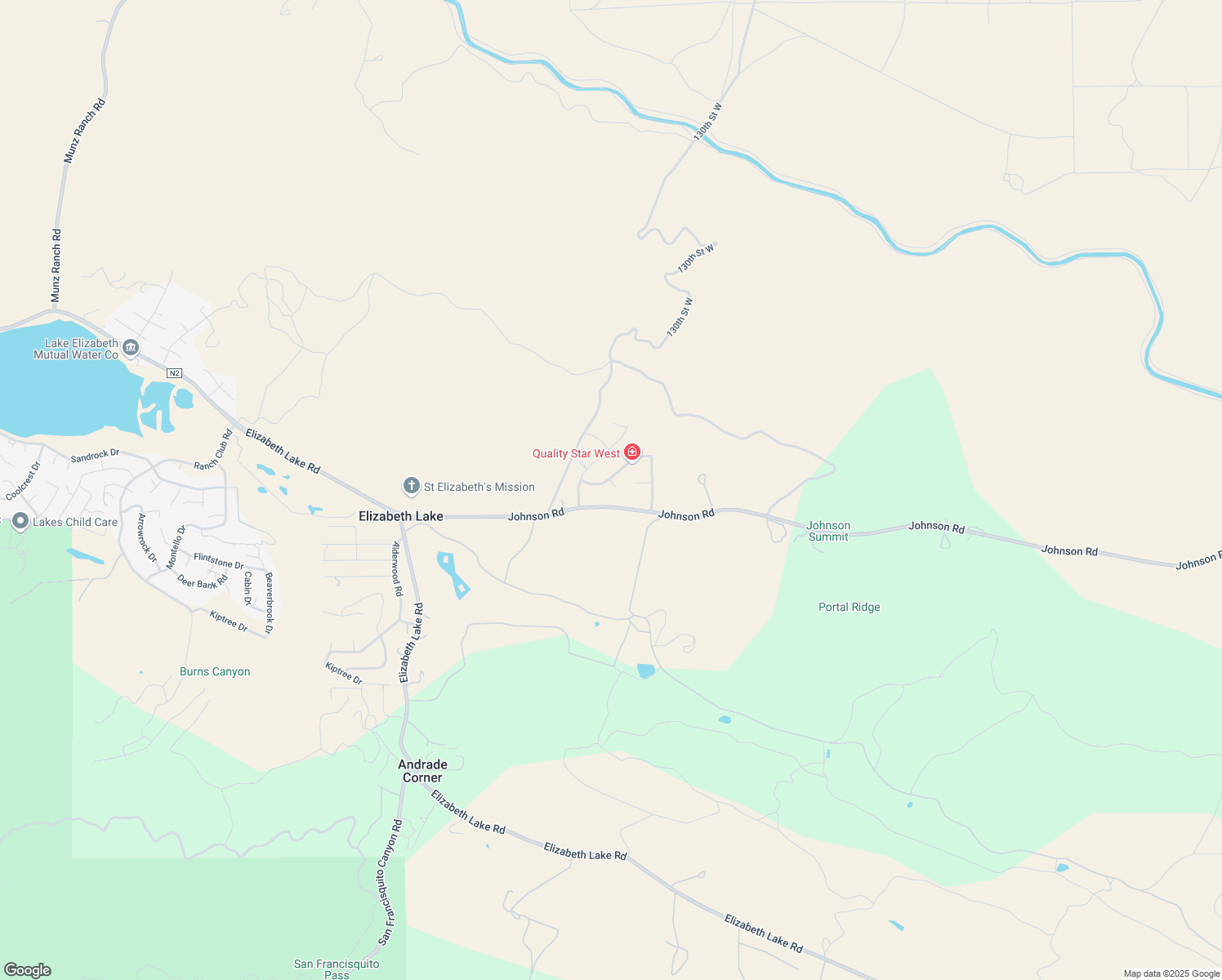 map of restaurants, bars, coffee shops, grocery stores, and more near McCloud Drive in Elizabeth Lake