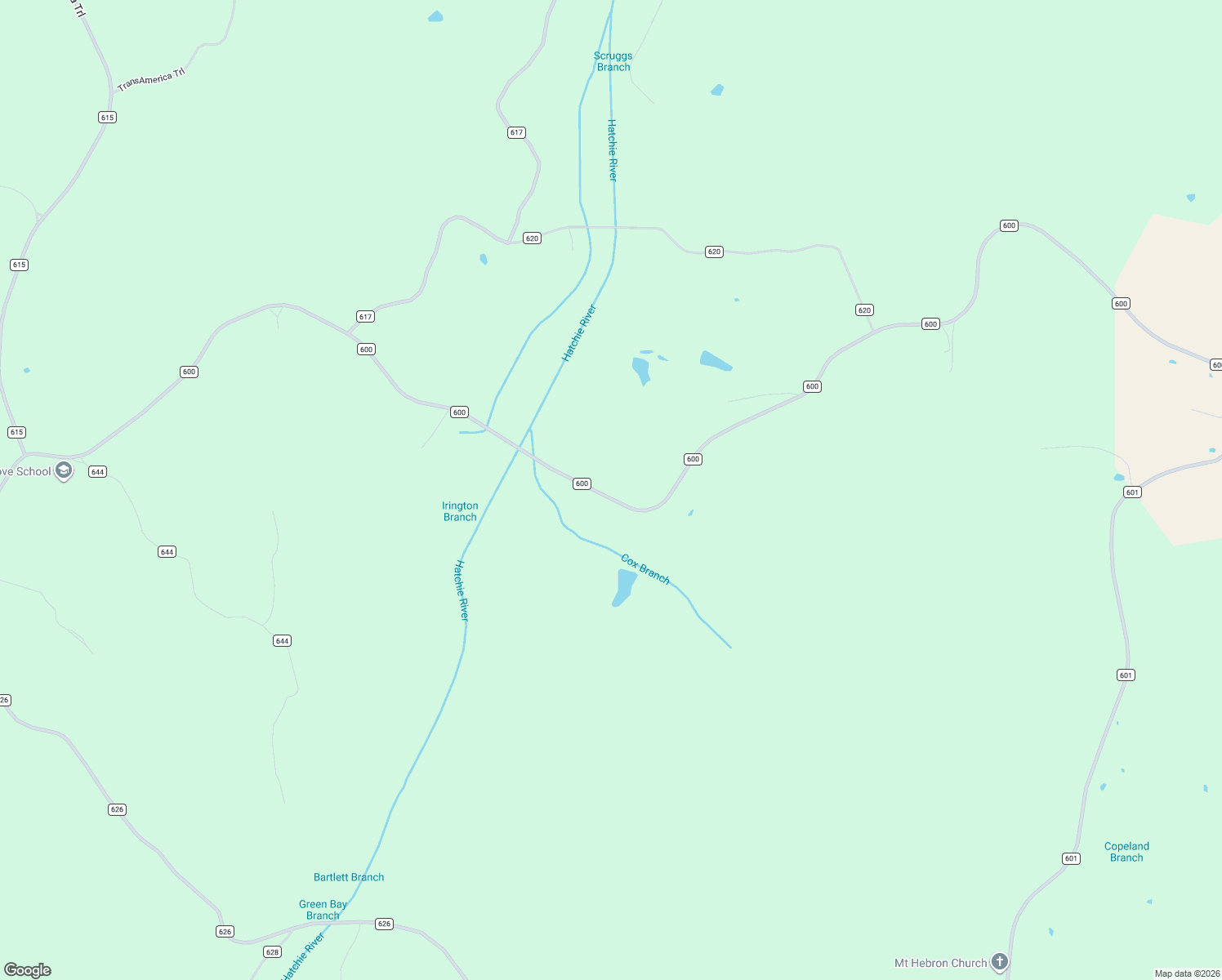 map of restaurants, bars, coffee shops, grocery stores, and more near 5641 County Road 600 in Booneville