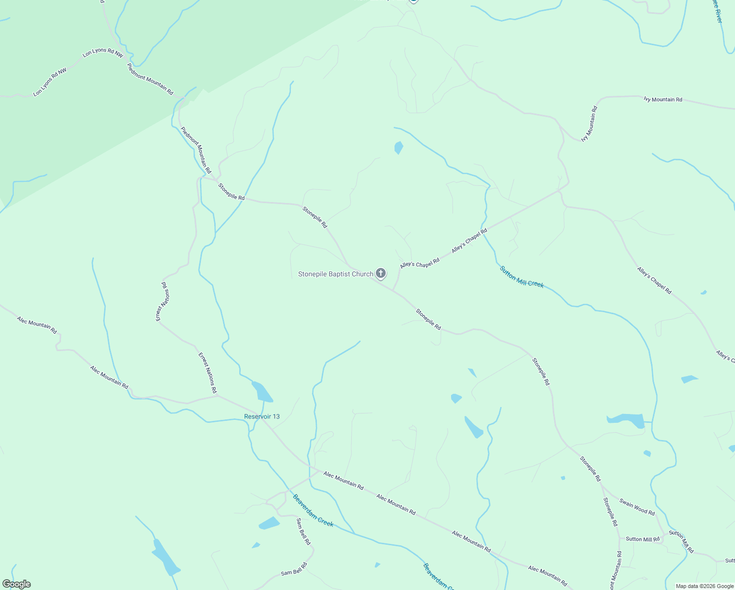 map of restaurants, bars, coffee shops, grocery stores, and more near 2403 Stonepile Road in Clarkesville