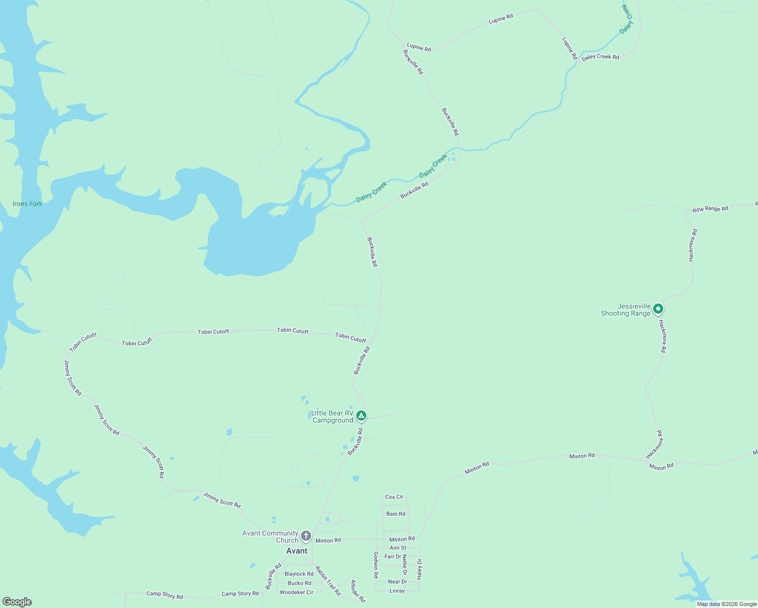 map of restaurants, bars, coffee shops, grocery stores, and more near 1124 Buckville Road in Jessieville
