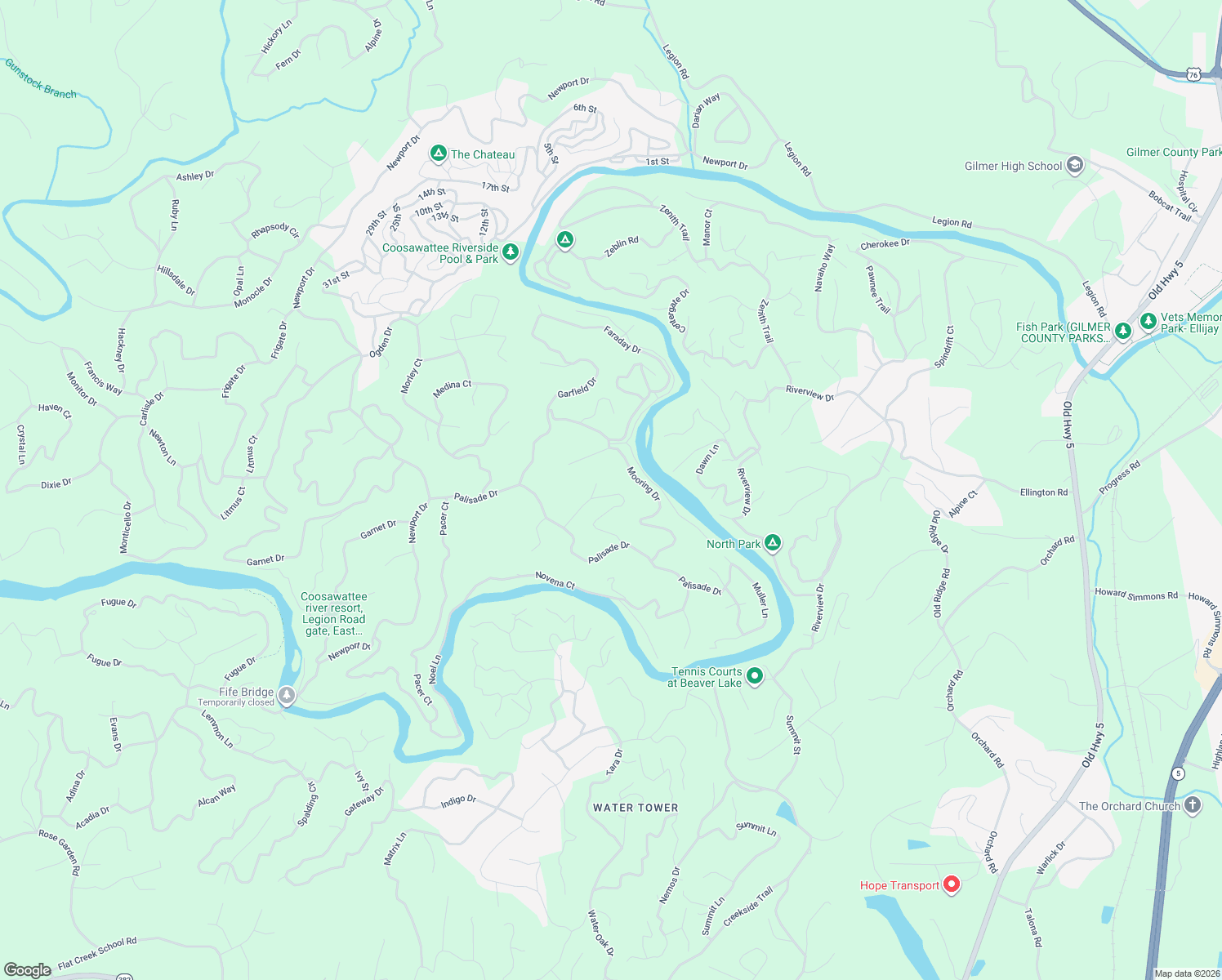 map of restaurants, bars, coffee shops, grocery stores, and more near 290 Muffle Court in Ellijay