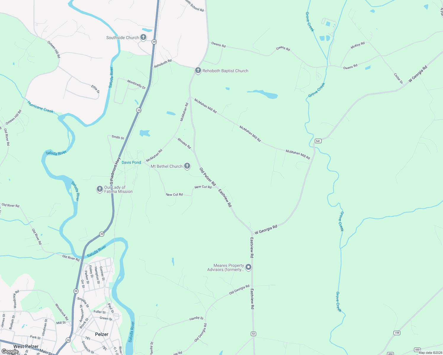 map of restaurants, bars, coffee shops, grocery stores, and more near 15 Jules Court in Pelzer