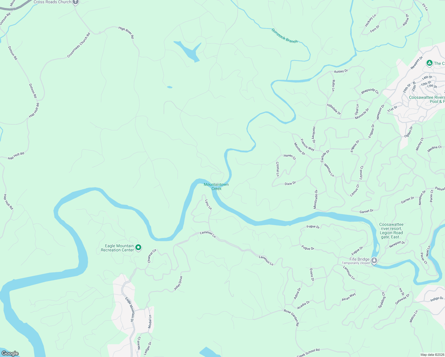 map of restaurants, bars, coffee shops, grocery stores, and more near Unnamed Road in Ellijay