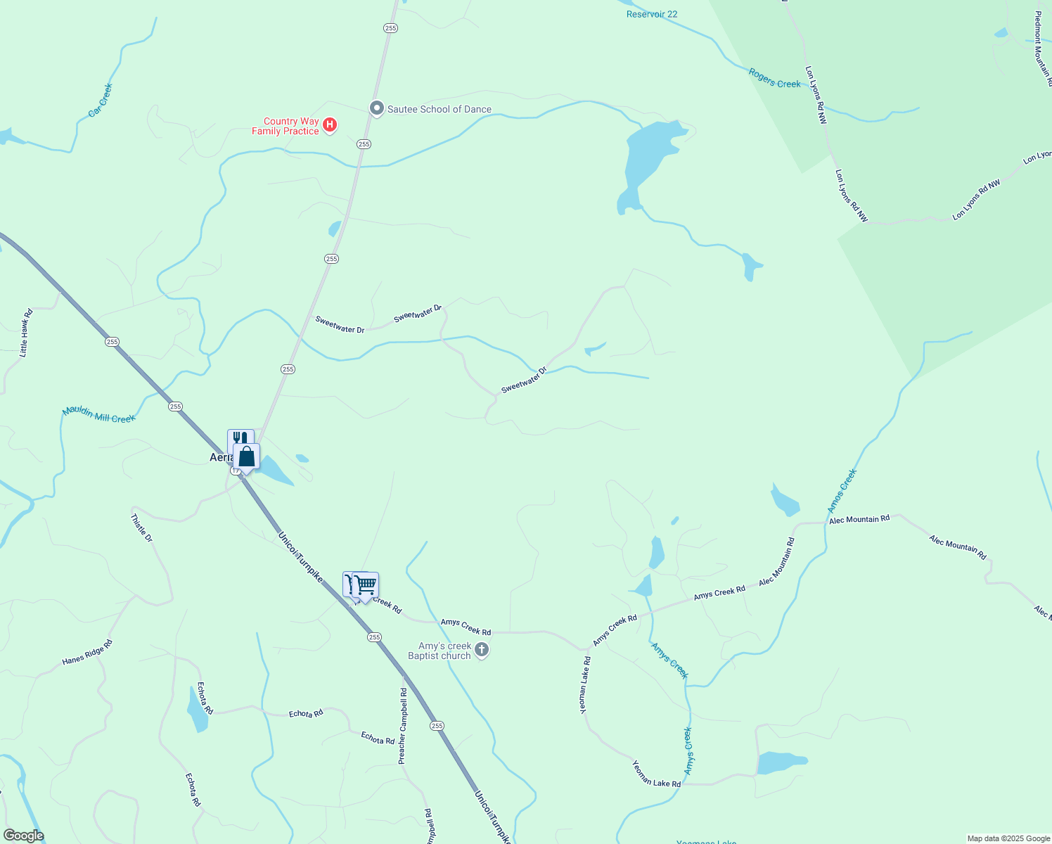 map of restaurants, bars, coffee shops, grocery stores, and more near 401 Starmont Trail in Clarkesville
