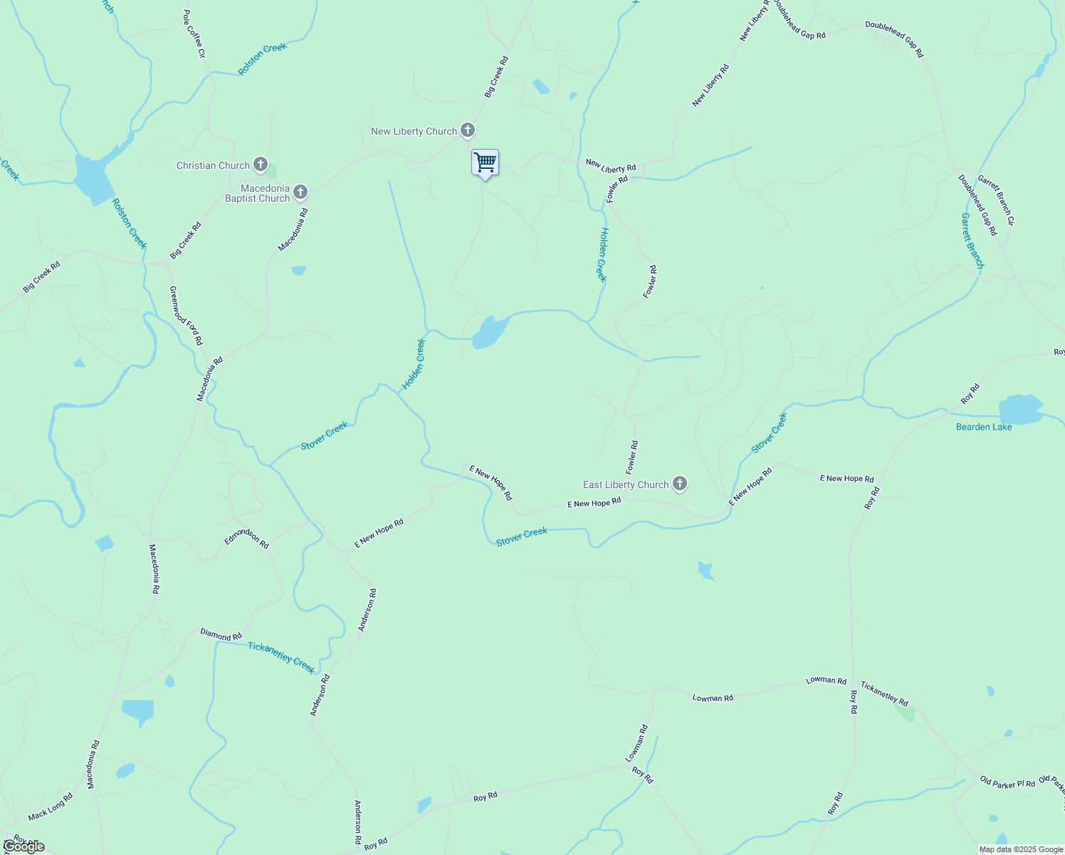 map of restaurants, bars, coffee shops, grocery stores, and more near East New Hope Road in Gilmer County