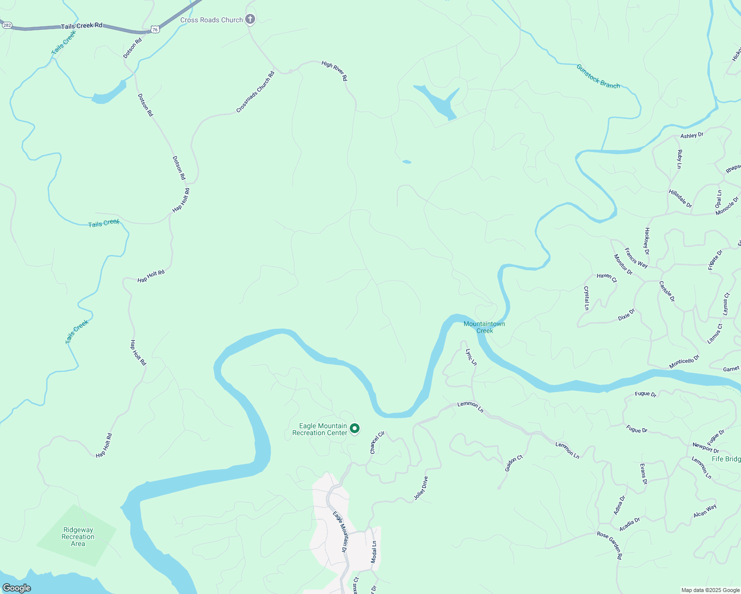 map of restaurants, bars, coffee shops, grocery stores, and more near 1960 High River Road in East Ellijay