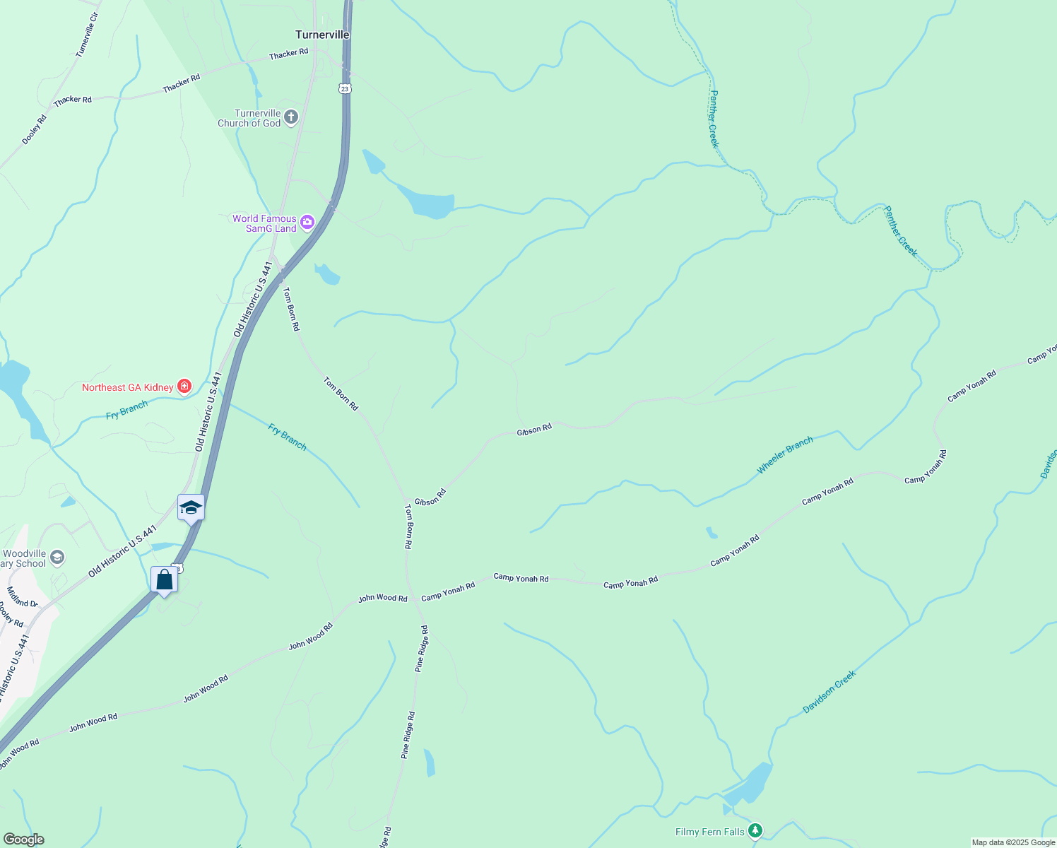 map of restaurants, bars, coffee shops, grocery stores, and more near 602 Gibson Road in Clarkesville