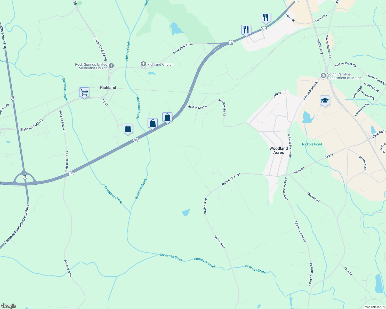 map of restaurants, bars, coffee shops, grocery stores, and more near 174 Radisson Road in Seneca