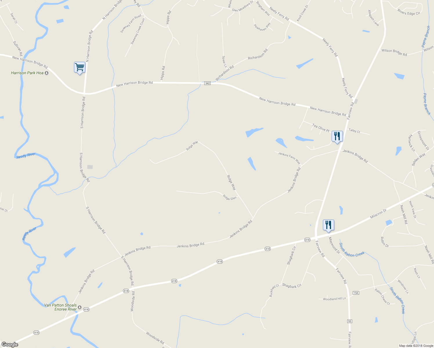 map of restaurants, bars, coffee shops, grocery stores, and more near 211 Ridge Way in Simpsonville