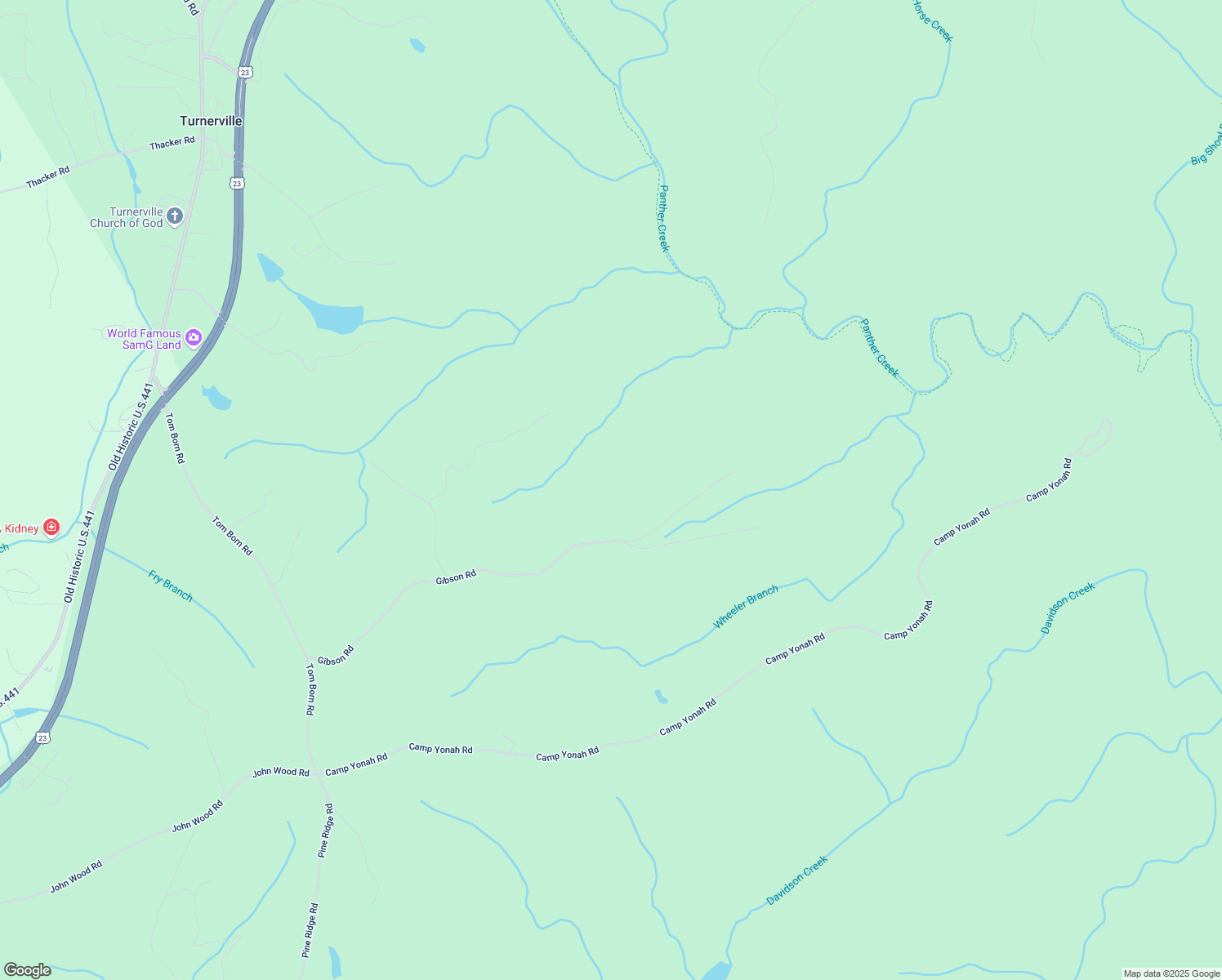 map of restaurants, bars, coffee shops, grocery stores, and more near 602 Gibson Road in Clarkesville