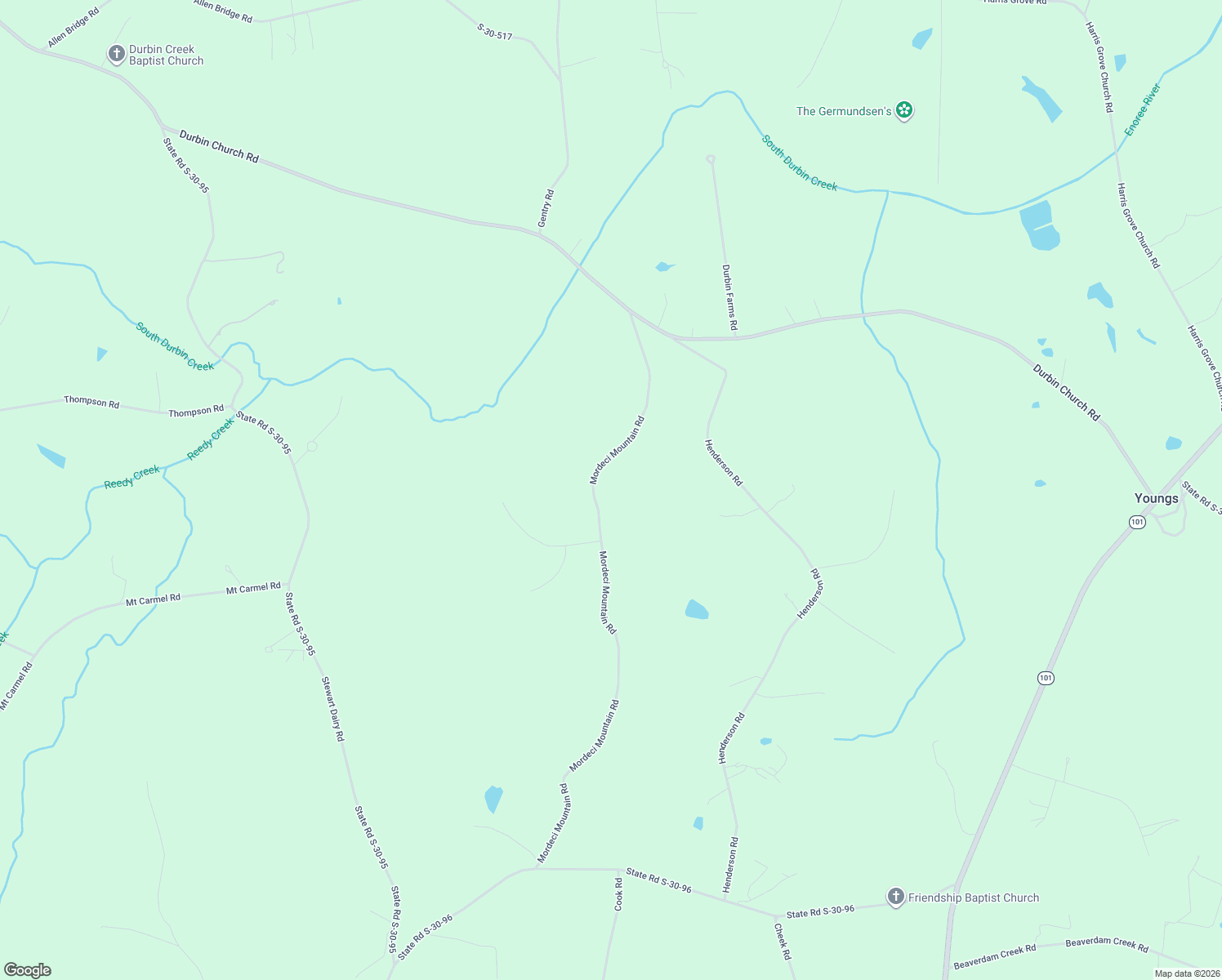 map of restaurants, bars, coffee shops, grocery stores, and more near 1310 Mordeci Mountain Road in Gray Court
