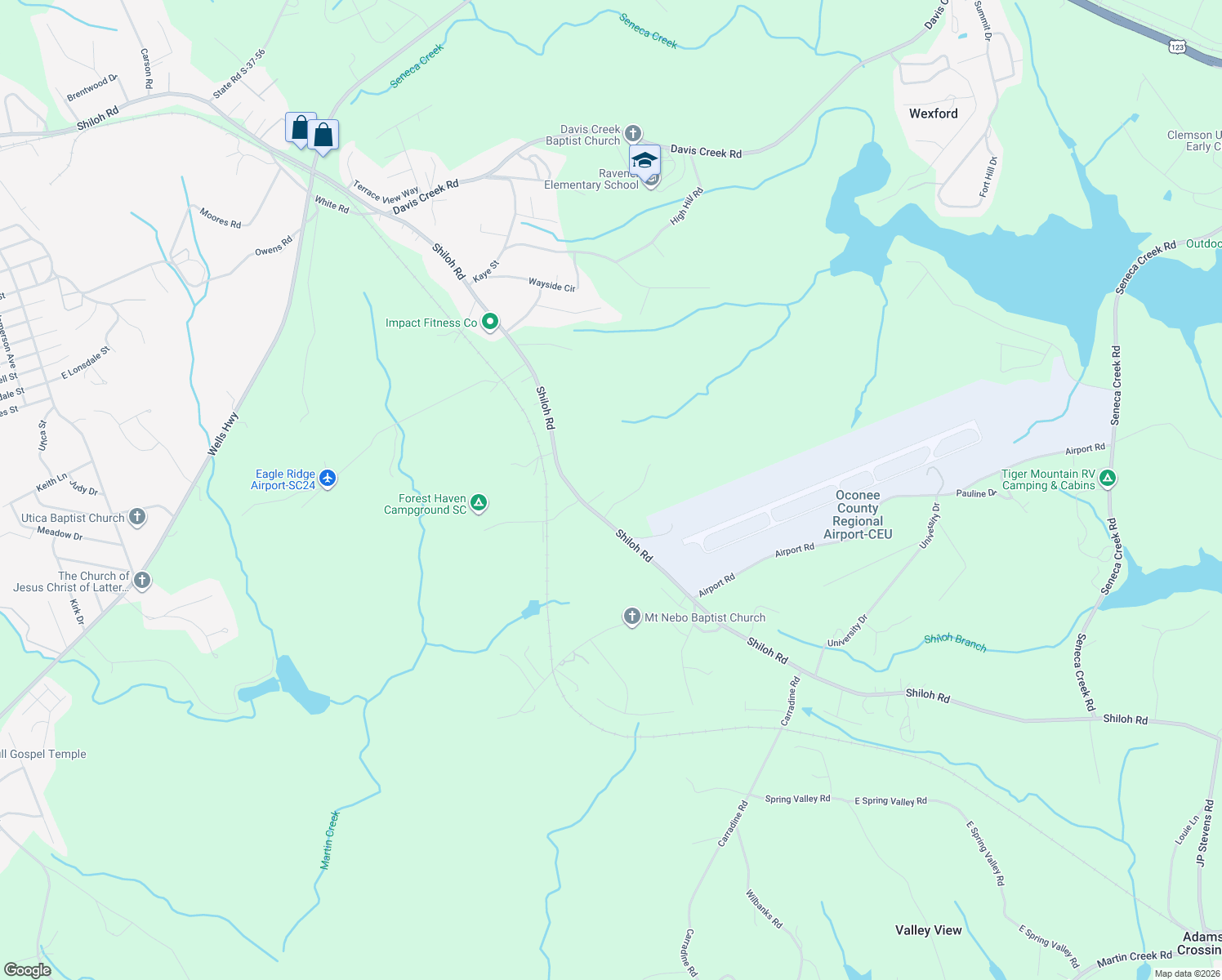 map of restaurants, bars, coffee shops, grocery stores, and more near 105 Gloria Lane in Seneca