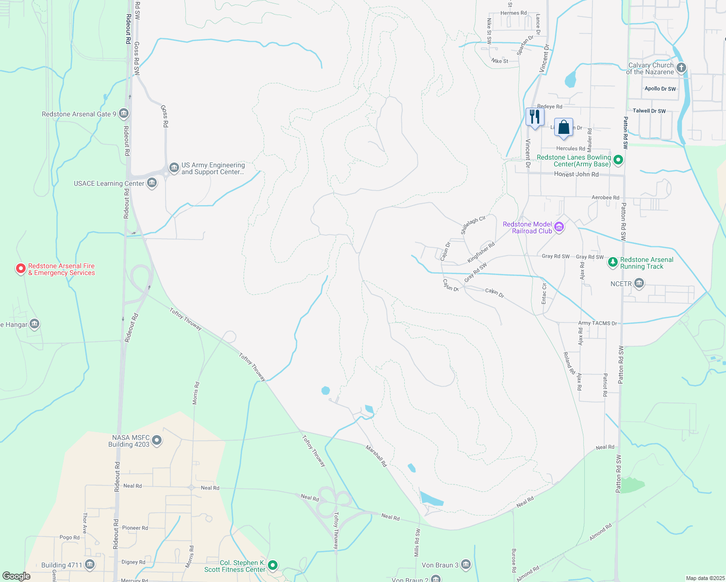 map of restaurants, bars, coffee shops, grocery stores, and more near in Huntsville
