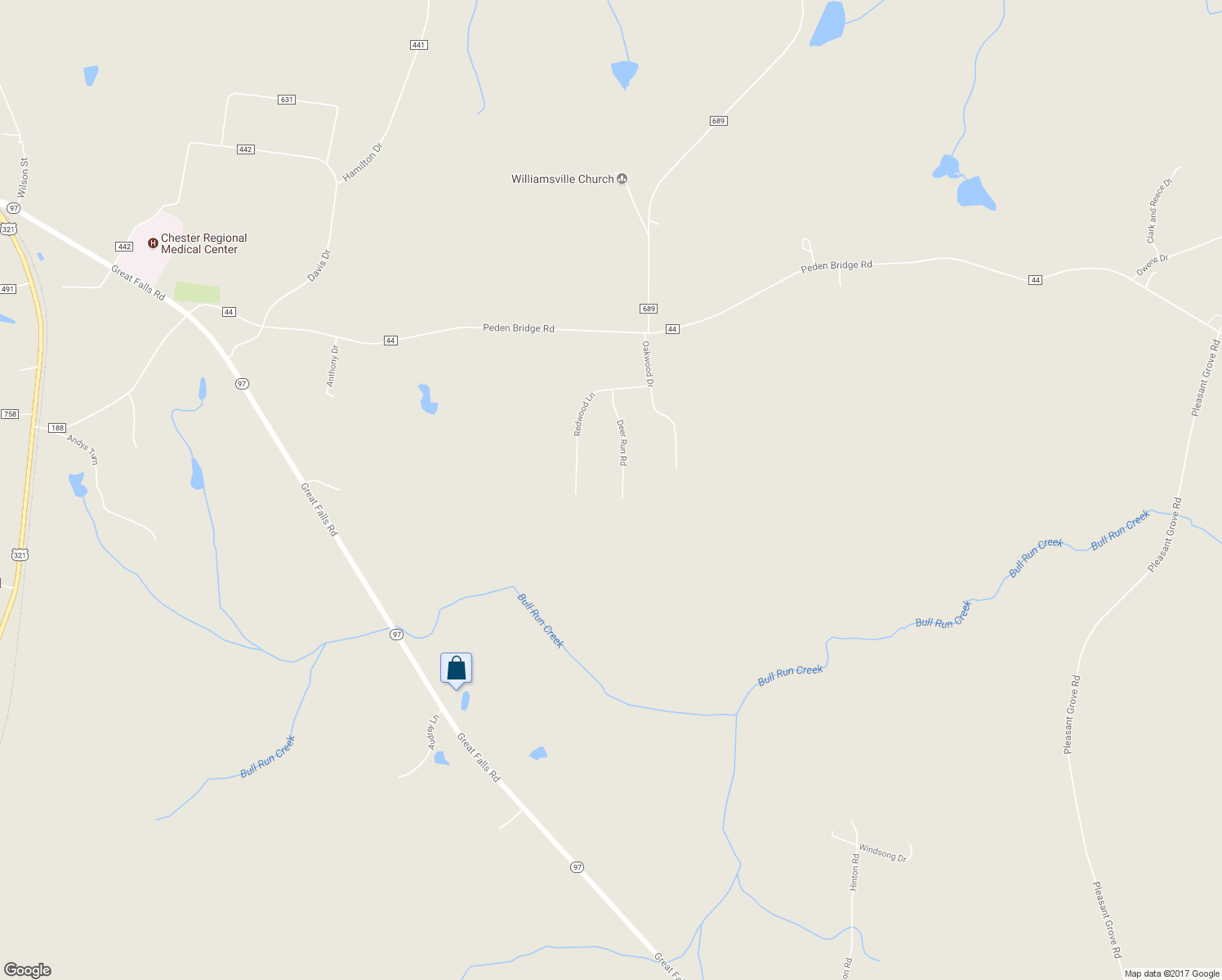 map of restaurants, bars, coffee shops, grocery stores, and more near 1178 Deer Run Road in Chester