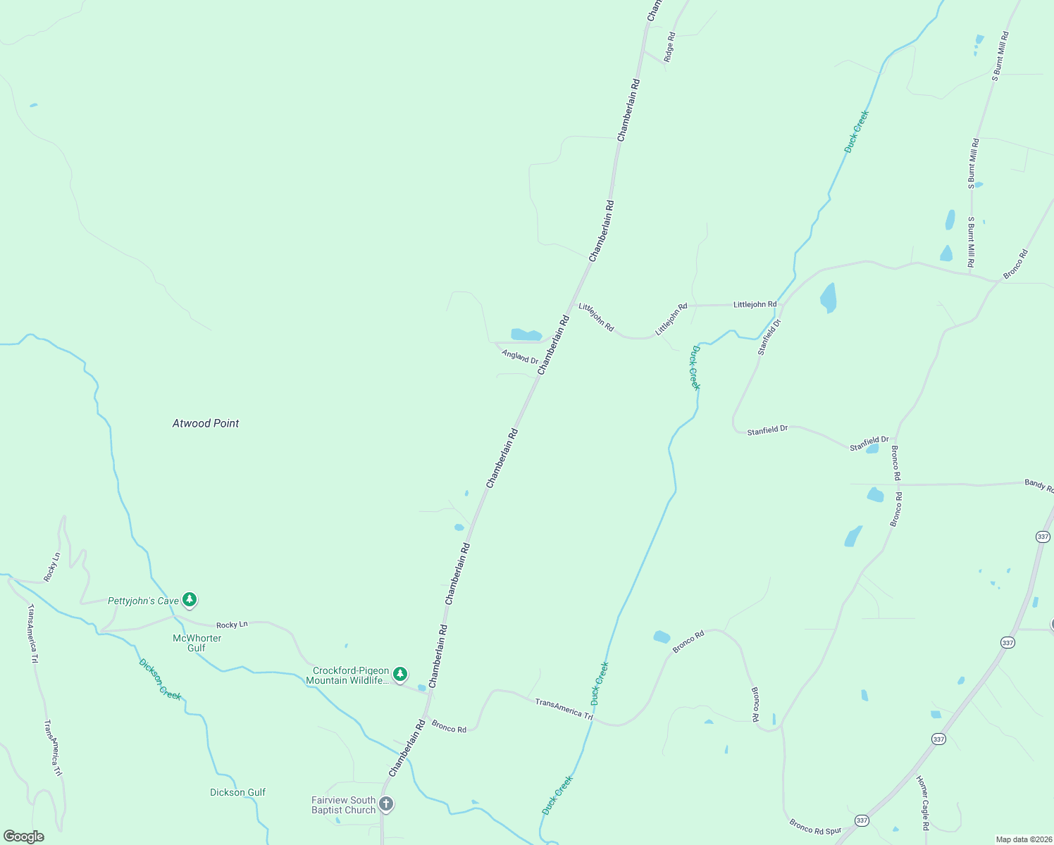 map of restaurants, bars, coffee shops, grocery stores, and more near 2403 Chamberlain Road in LaFayette