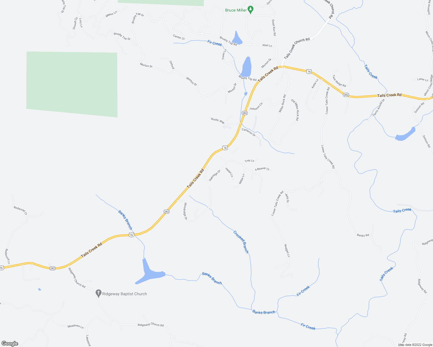 map of restaurants, bars, coffee shops, grocery stores, and more near Oakridge Drive in Gilmer County