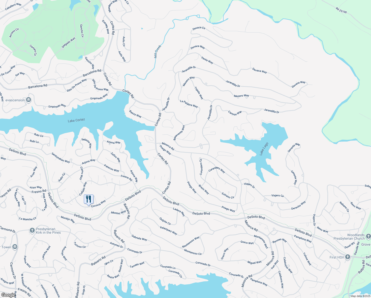map of restaurants, bars, coffee shops, grocery stores, and more near 50 Benevente Way in Hot Springs Village