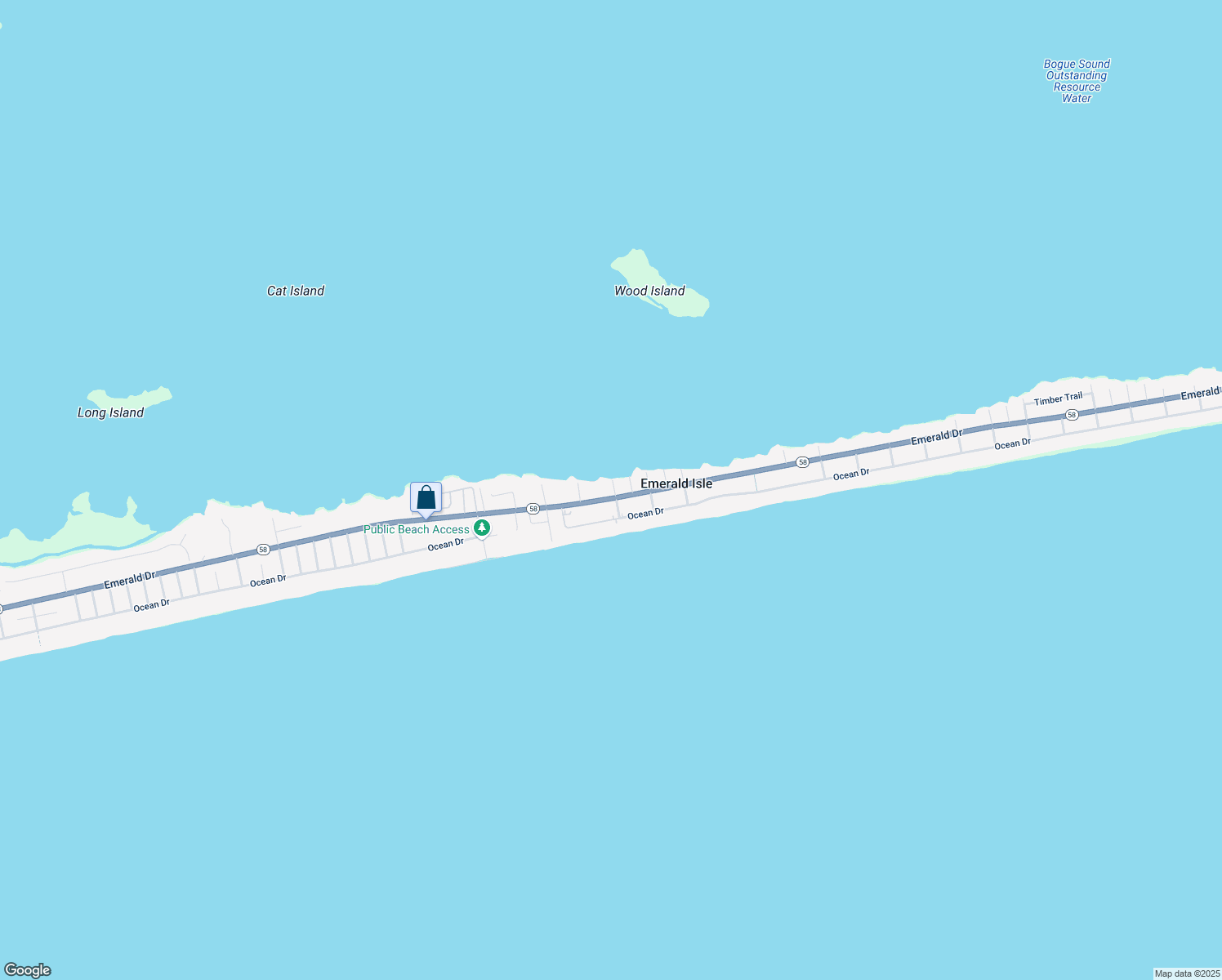 map of restaurants, bars, coffee shops, grocery stores, and more near 2502 Emerald Drive in Emerald Isle