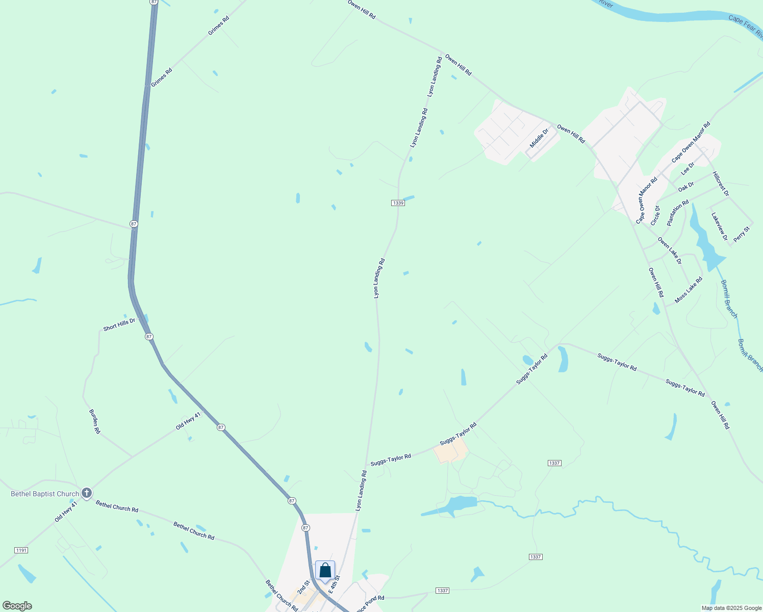 map of restaurants, bars, coffee shops, grocery stores, and more near 1412 Lyon Landing Road in Elizabethtown