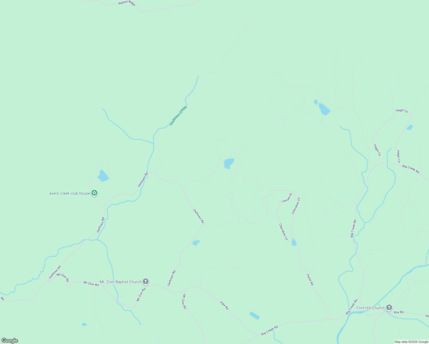 map of restaurants, bars, coffee shops, grocery stores, and more near Owl Mountain Road in Gilmer County