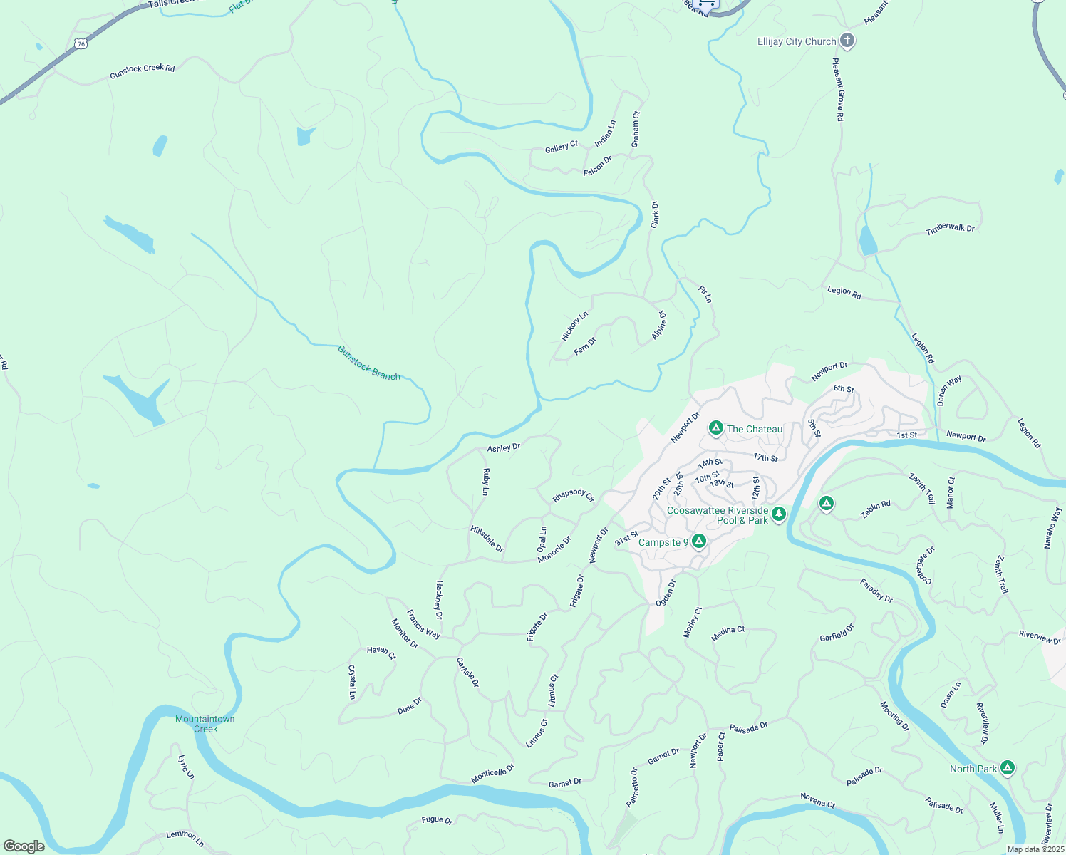 map of restaurants, bars, coffee shops, grocery stores, and more near 57 Duke Court in Ellijay