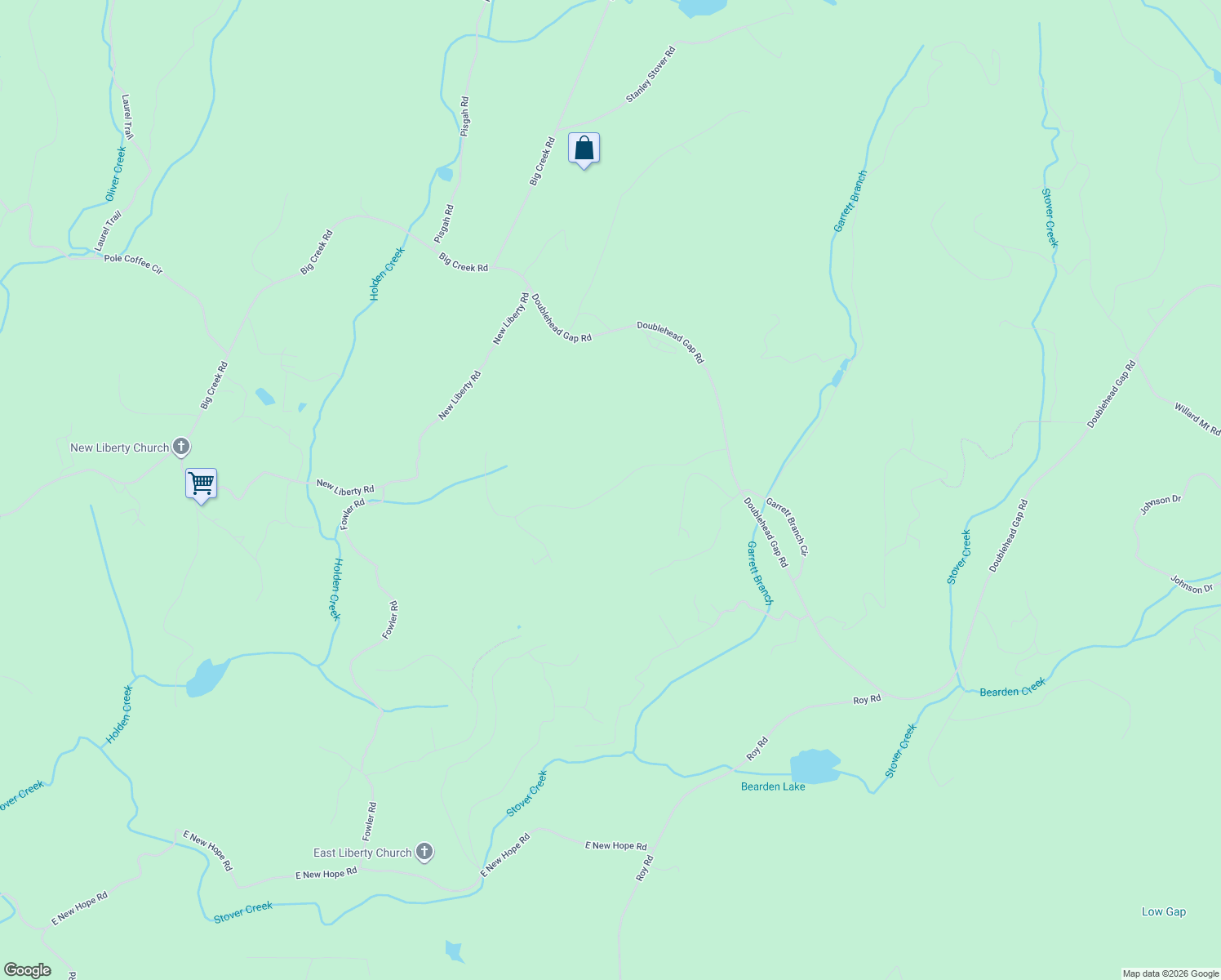 map of restaurants, bars, coffee shops, grocery stores, and more near East Ridge Lane in Ellijay