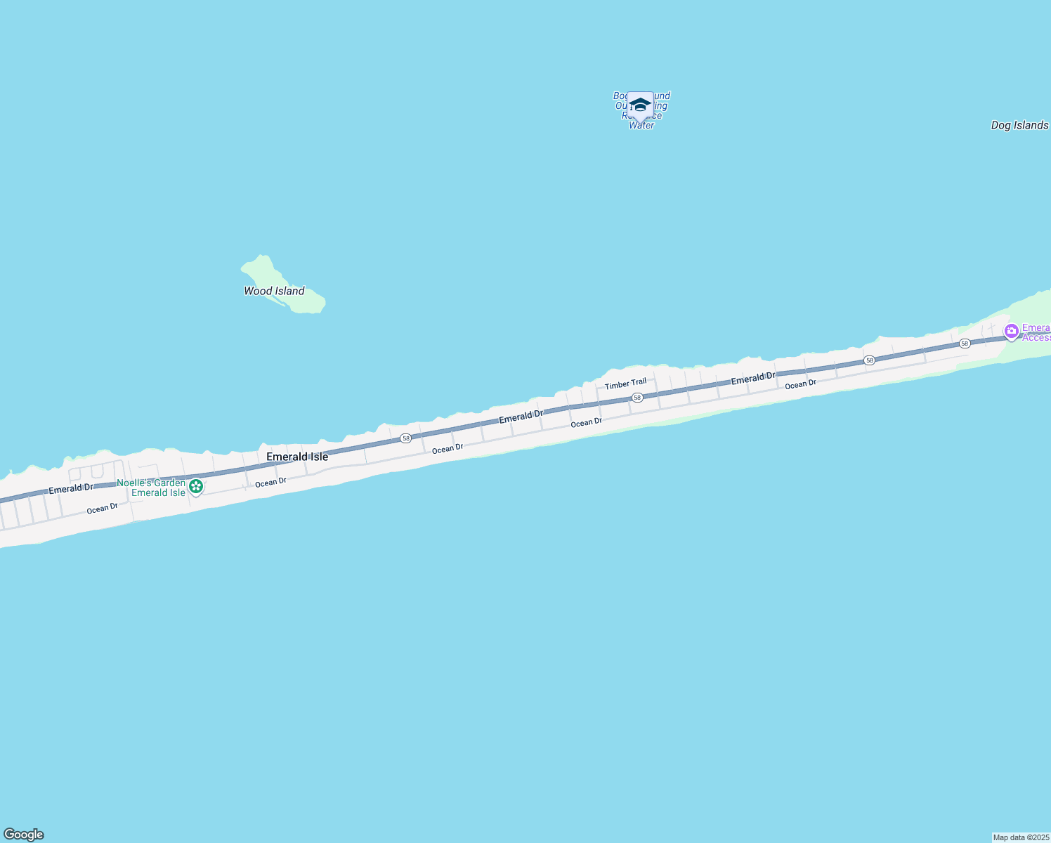 map of restaurants, bars, coffee shops, grocery stores, and more near 1507 Emerald Drive in Emerald Isle