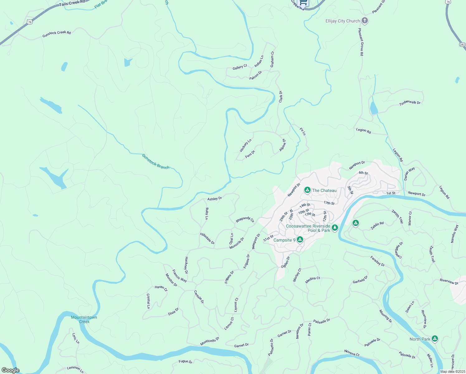 map of restaurants, bars, coffee shops, grocery stores, and more near 57 Duke Court in Ellijay