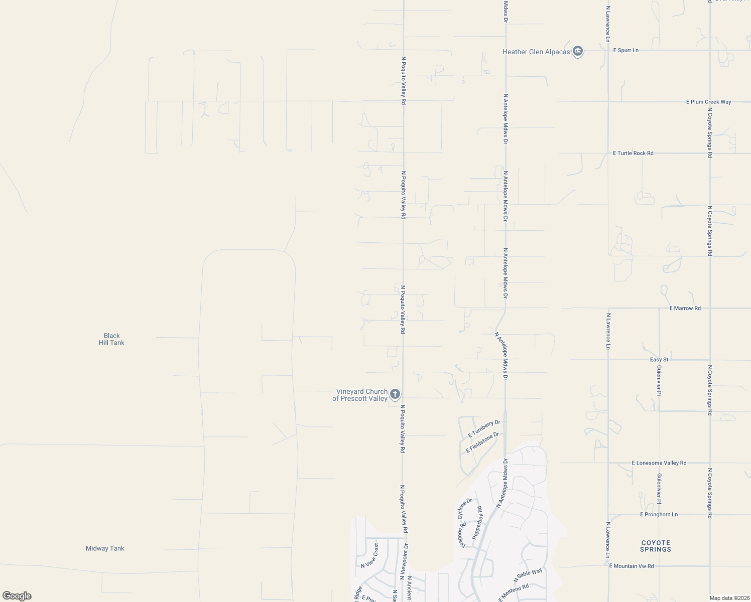 map of restaurants, bars, coffee shops, grocery stores, and more near 7125 East Trottin Down Road in Prescott Valley