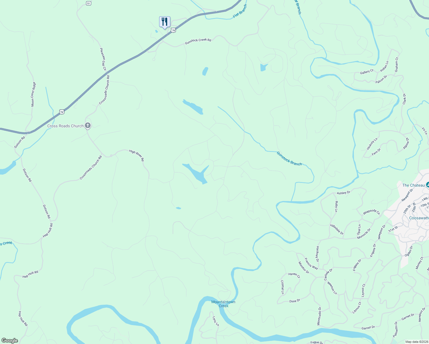 map of restaurants, bars, coffee shops, grocery stores, and more near 772 Heritage Way in Ellijay