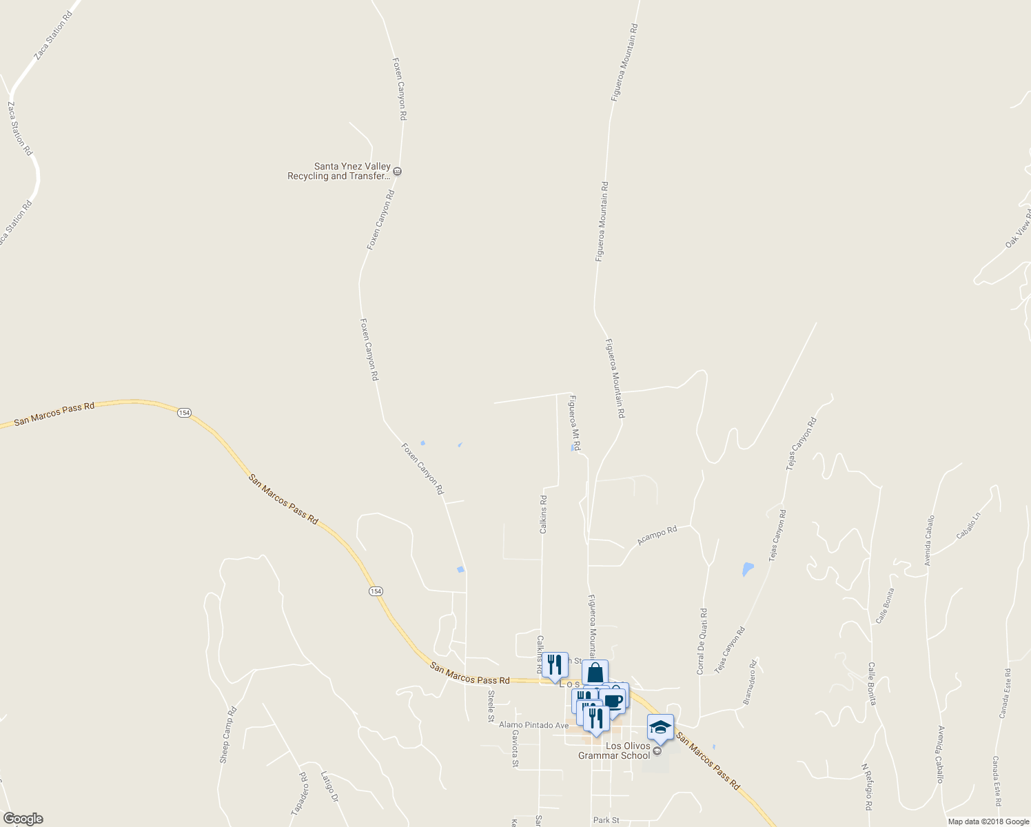 map of restaurants, bars, coffee shops, grocery stores, and more near 3325 Figueroa Mountain Road in Los Olivos