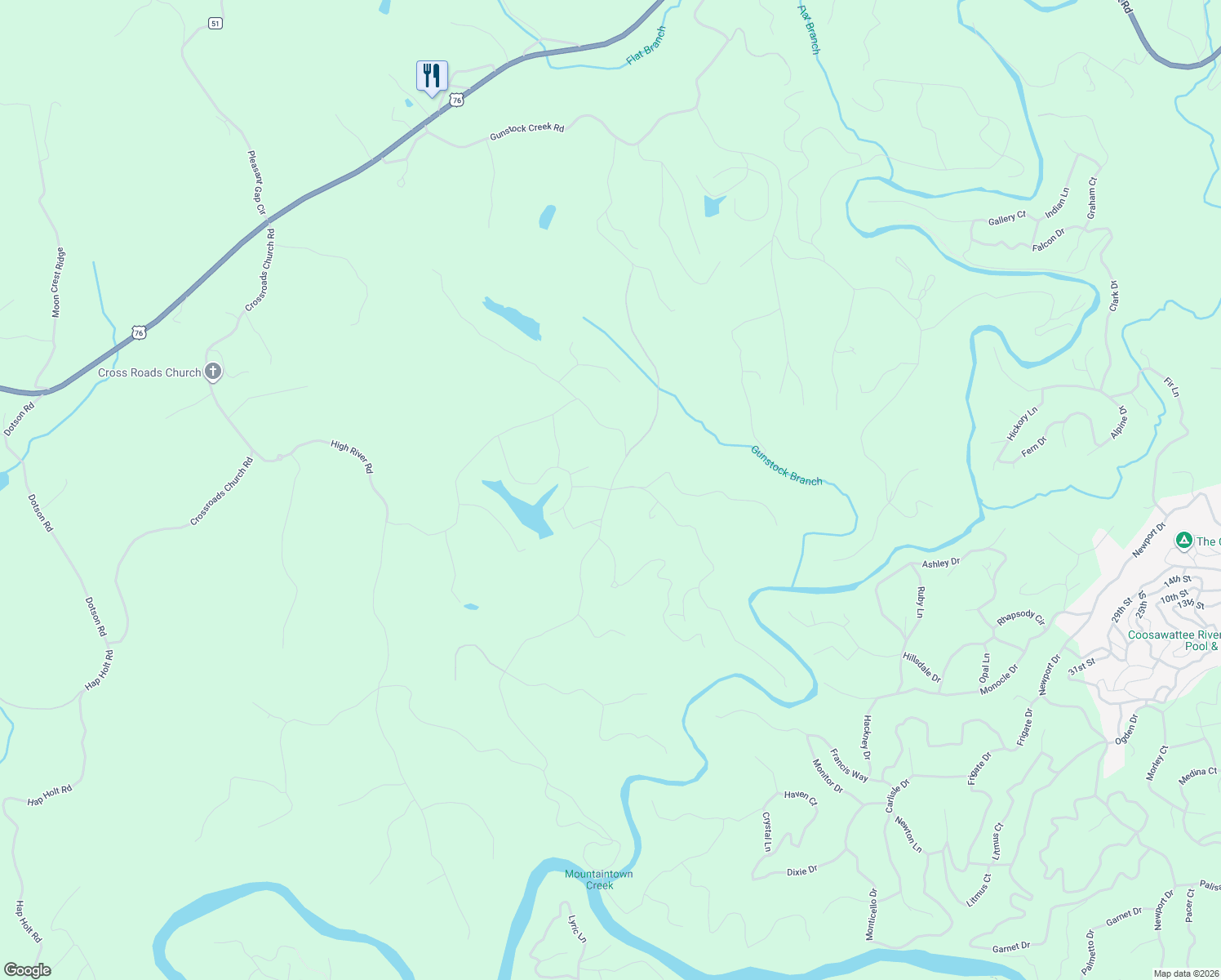 map of restaurants, bars, coffee shops, grocery stores, and more near 700 Heritage Way in Ellijay