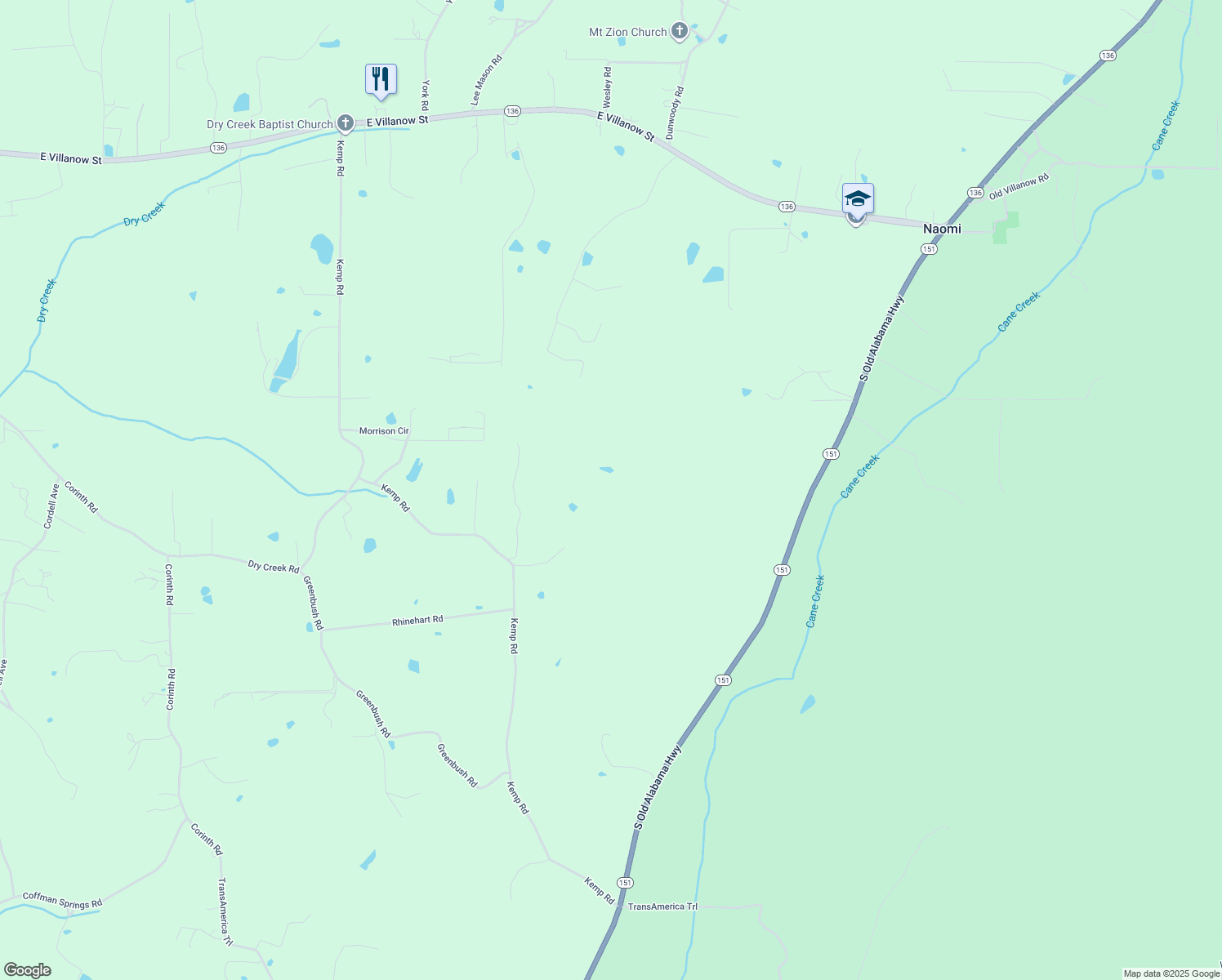 map of restaurants, bars, coffee shops, grocery stores, and more near in LaFayette