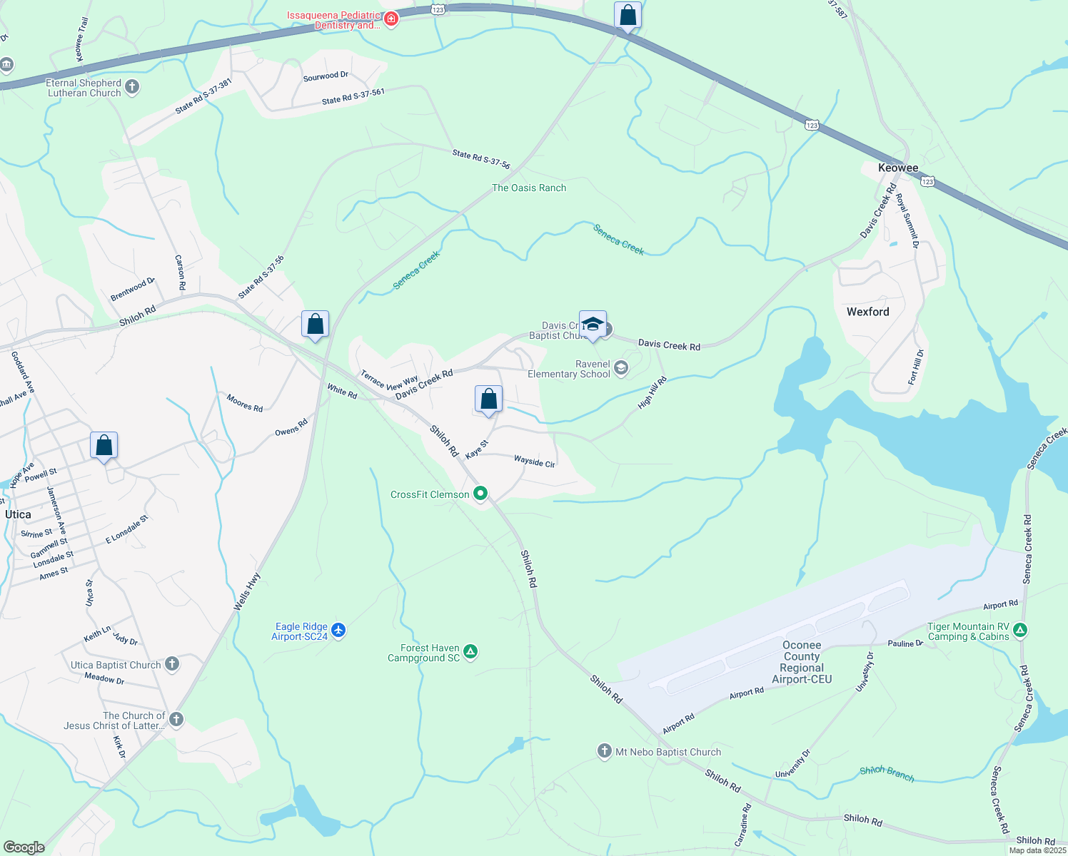map of restaurants, bars, coffee shops, grocery stores, and more near 220 Edmond Crane Drive in Seneca