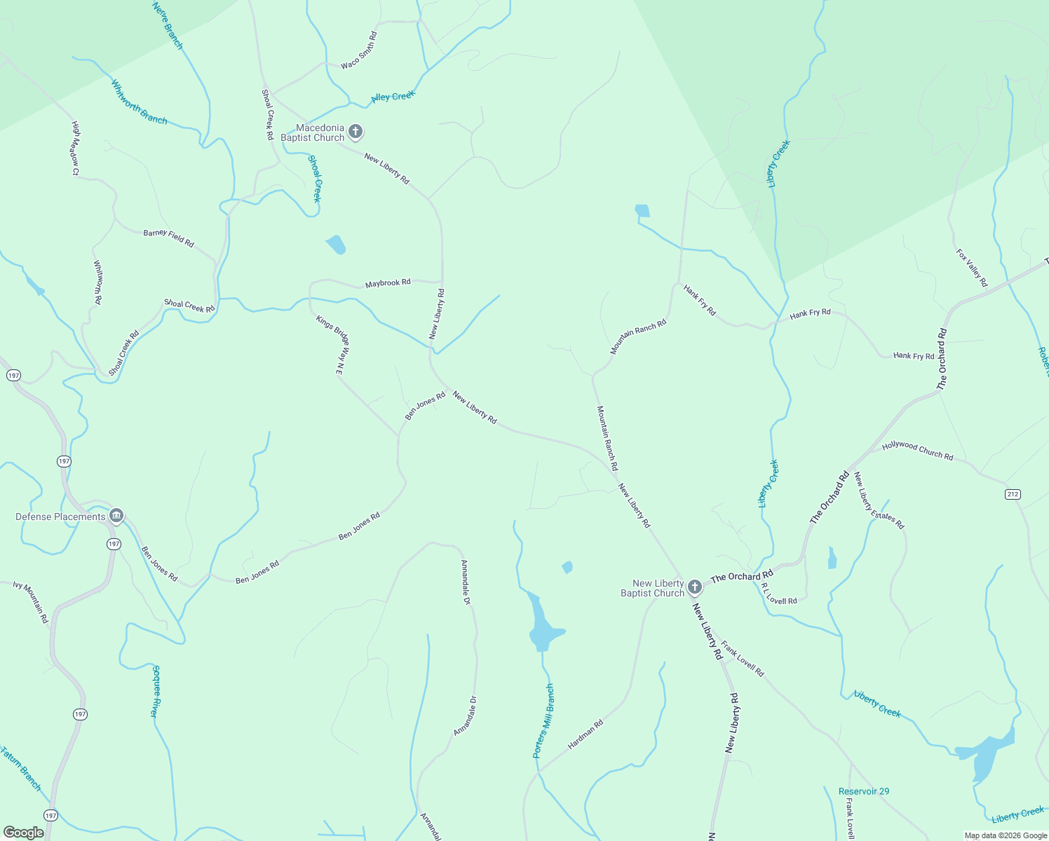 map of restaurants, bars, coffee shops, grocery stores, and more near 4850 New Liberty Road in Clarkesville