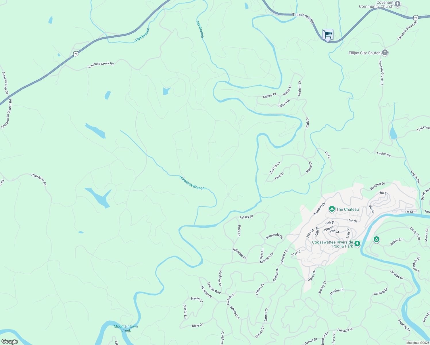 map of restaurants, bars, coffee shops, grocery stores, and more near 320 Arnold Road in Ellijay