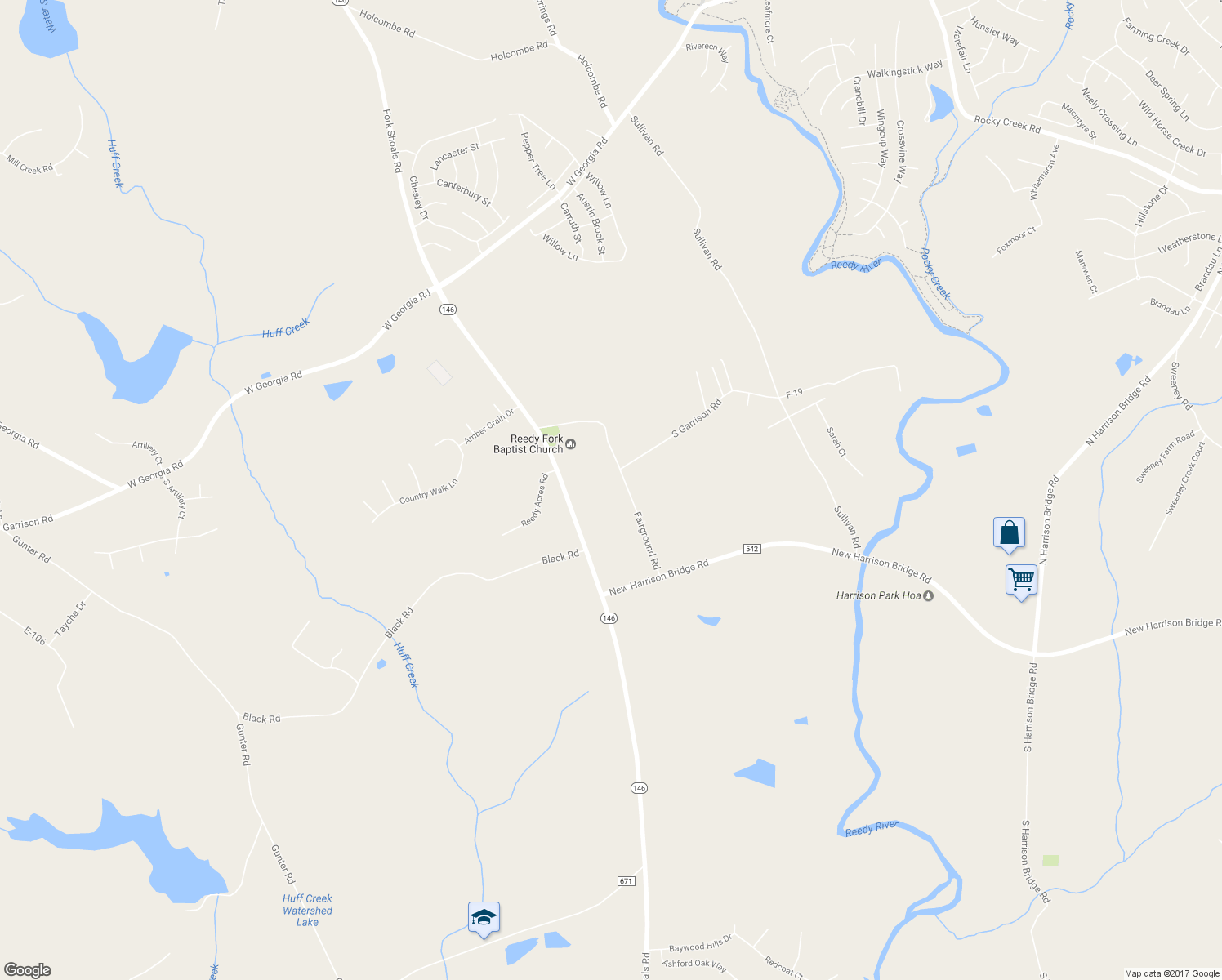 map of restaurants, bars, coffee shops, grocery stores, and more near 137 Fairground Road in Simpsonville