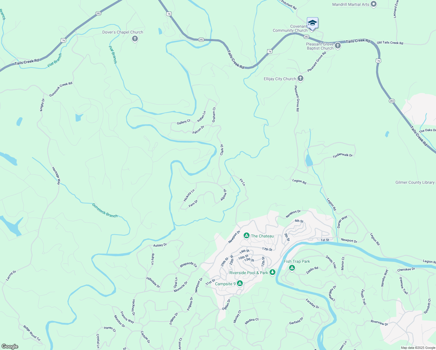 map of restaurants, bars, coffee shops, grocery stores, and more near 63 Clark Drive in Ellijay