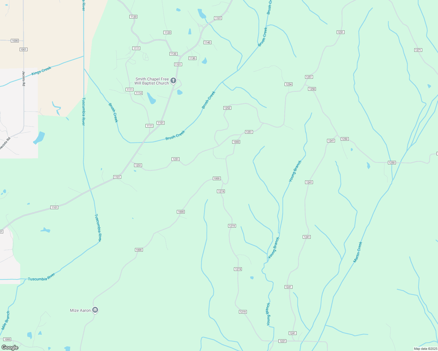 map of restaurants, bars, coffee shops, grocery stores, and more near 310-350 County Road 1000 in Booneville