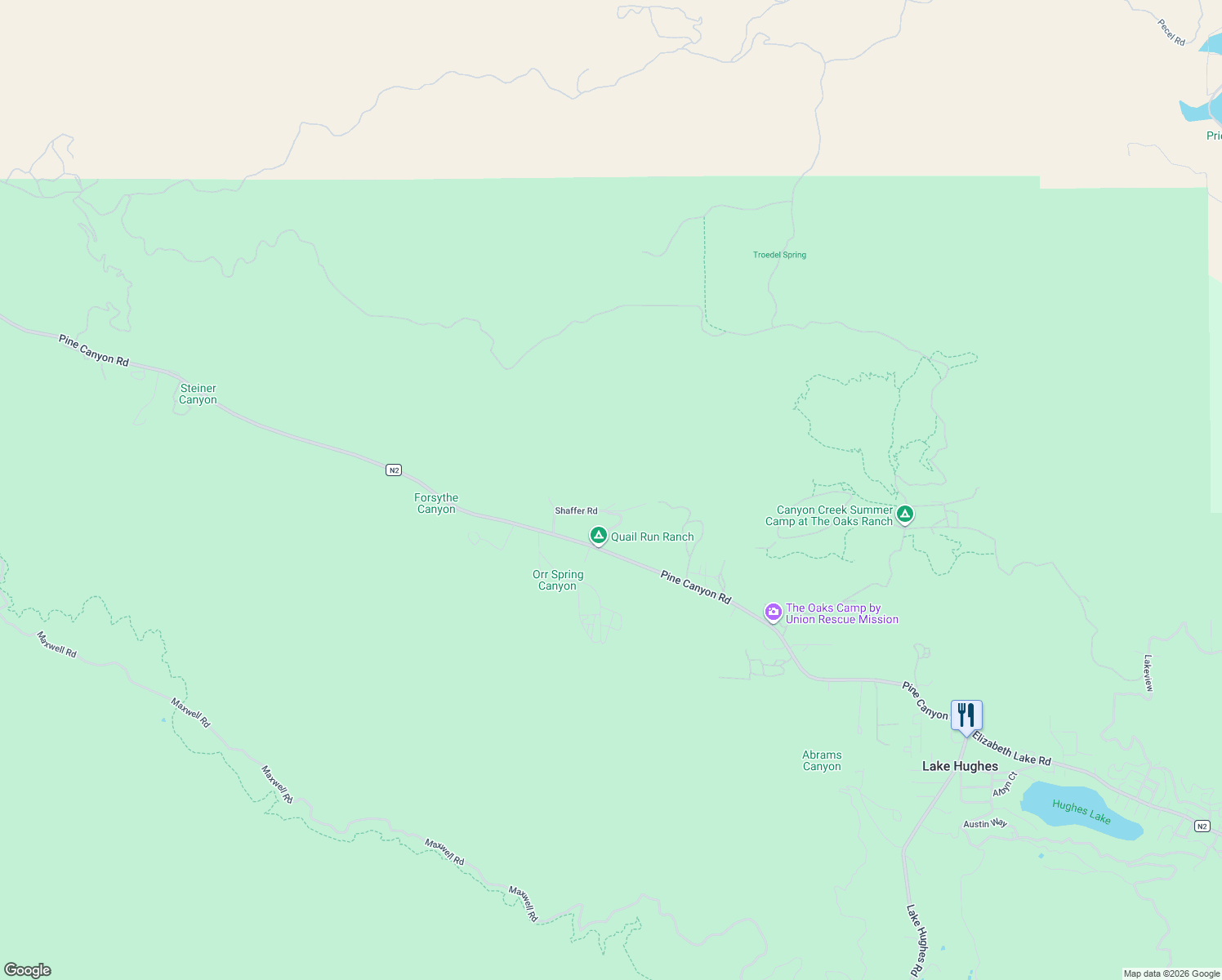 map of restaurants, bars, coffee shops, grocery stores, and more near in Lake Hughes