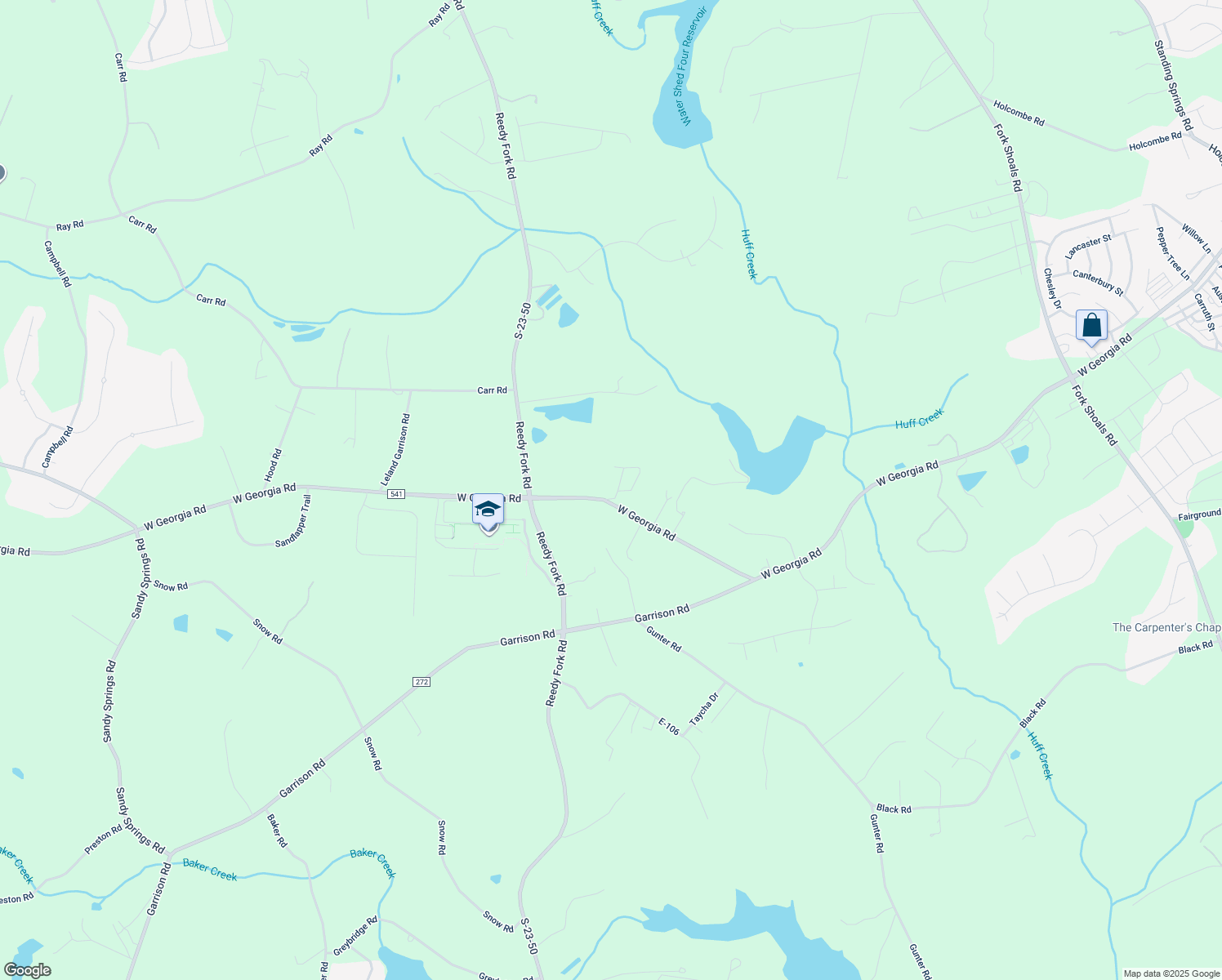 map of restaurants, bars, coffee shops, grocery stores, and more near 2748 West Georgia Road in Piedmont