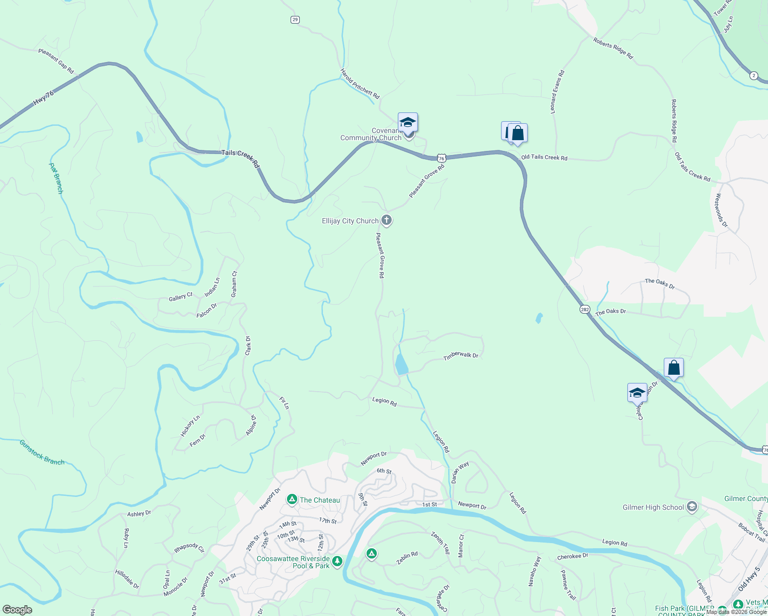 map of restaurants, bars, coffee shops, grocery stores, and more near 186-3716 Standing Rock Lane in Ellijay
